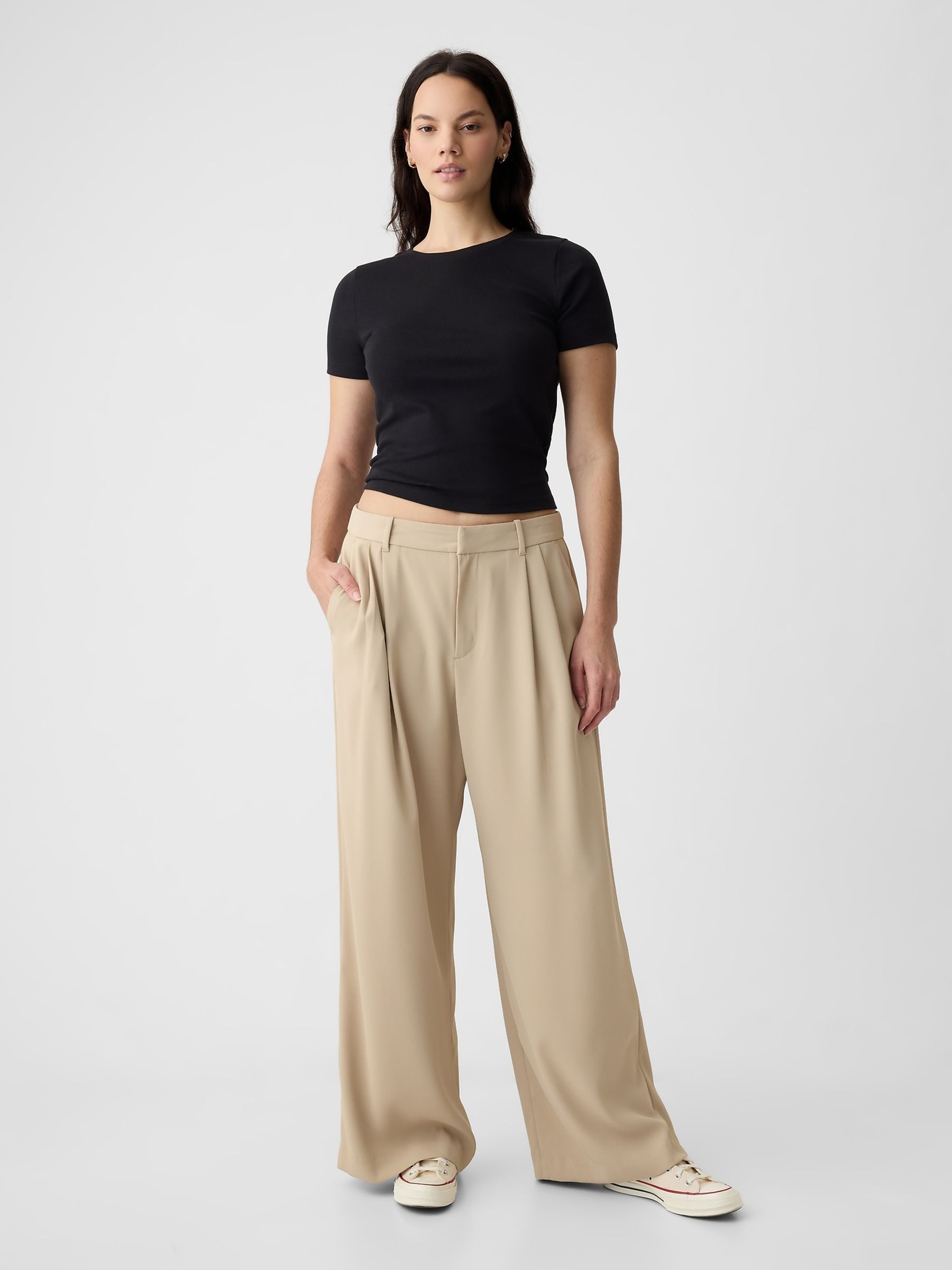 Beige 365 High Waisted Pleated Trousers - Image 5 of 5
