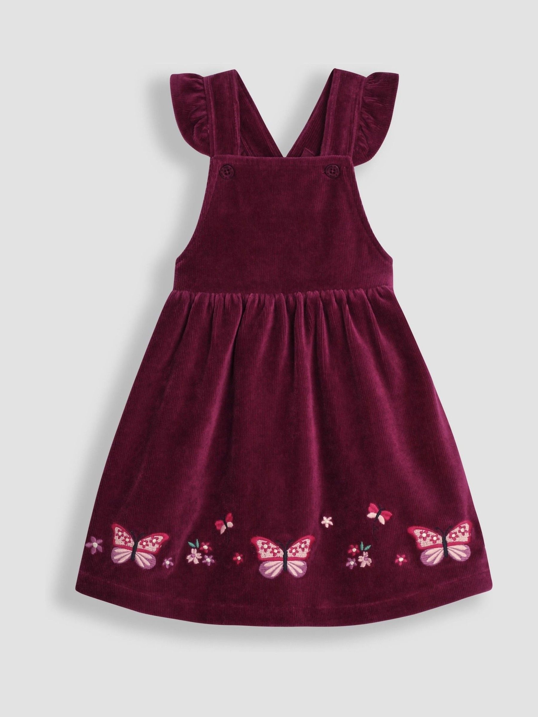 Plum Purple Butterfly Velour Appliqué Velour Pinafore Dress And Top Set - Image 3 of 7