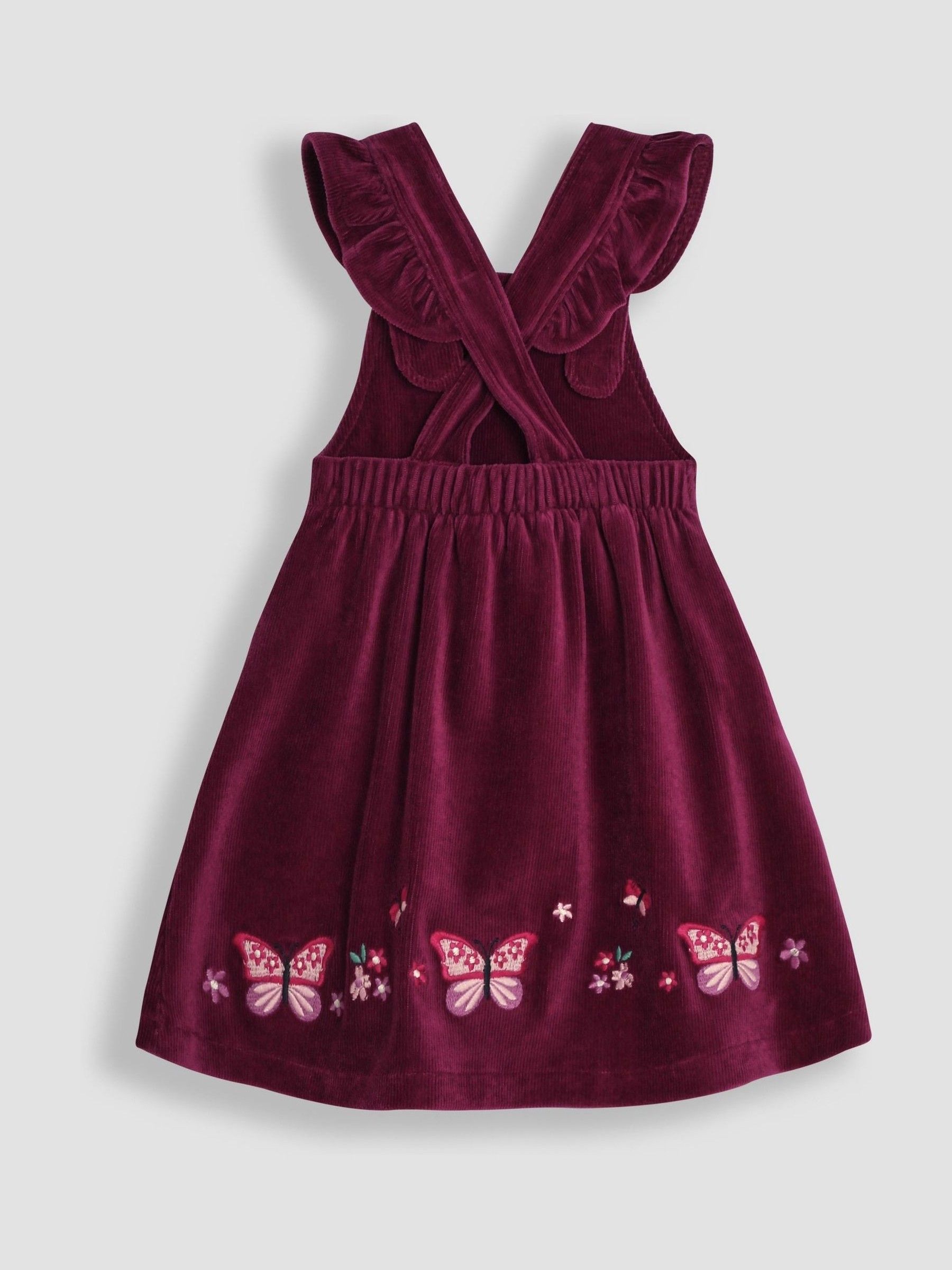 Plum Purple Butterfly Velour Appliqué Velour Pinafore Dress And Top Set - Image 4 of 7