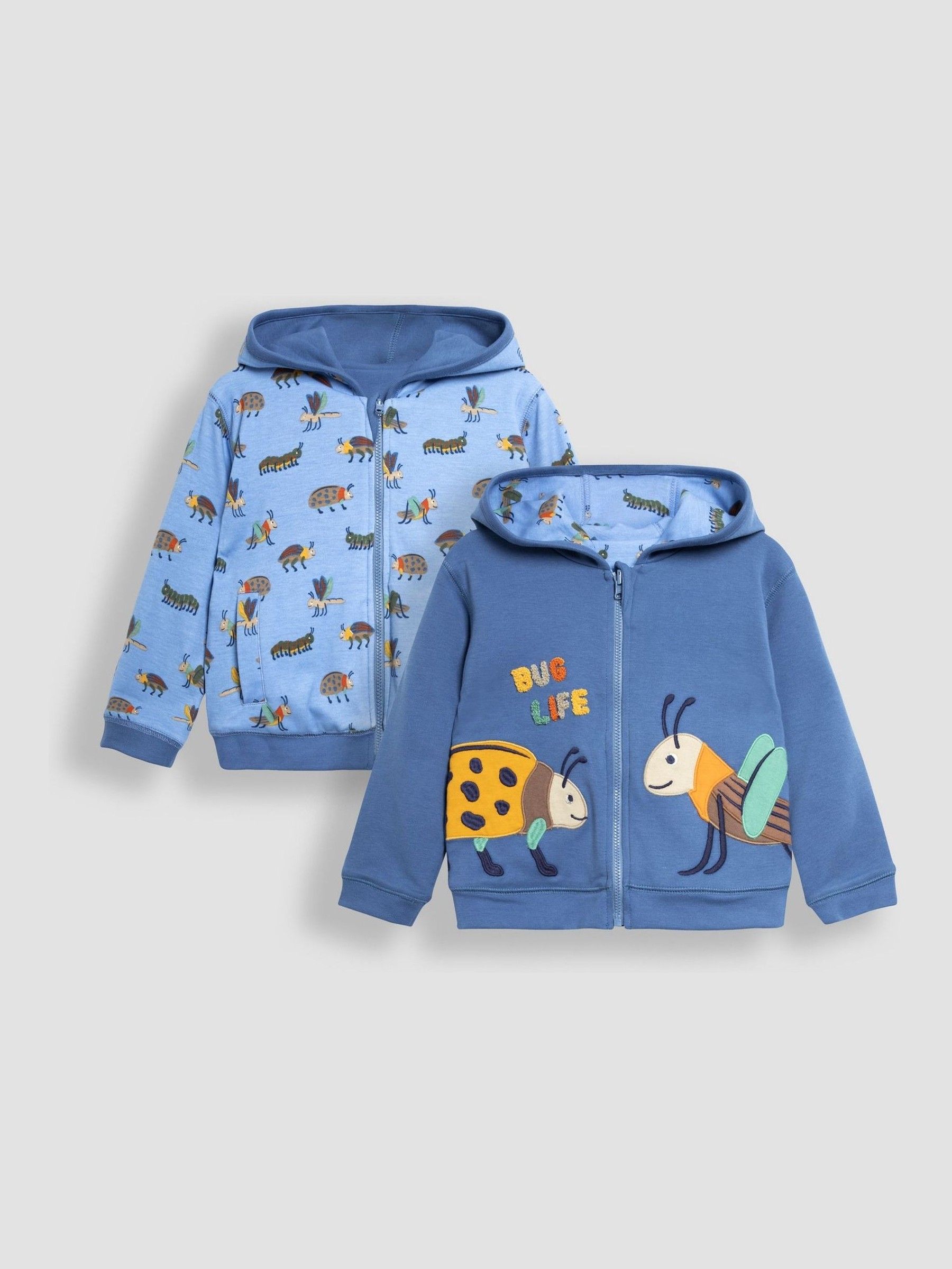 Denim Blue Bug Appliqué Reversible Hoodie - Image 1 of 7