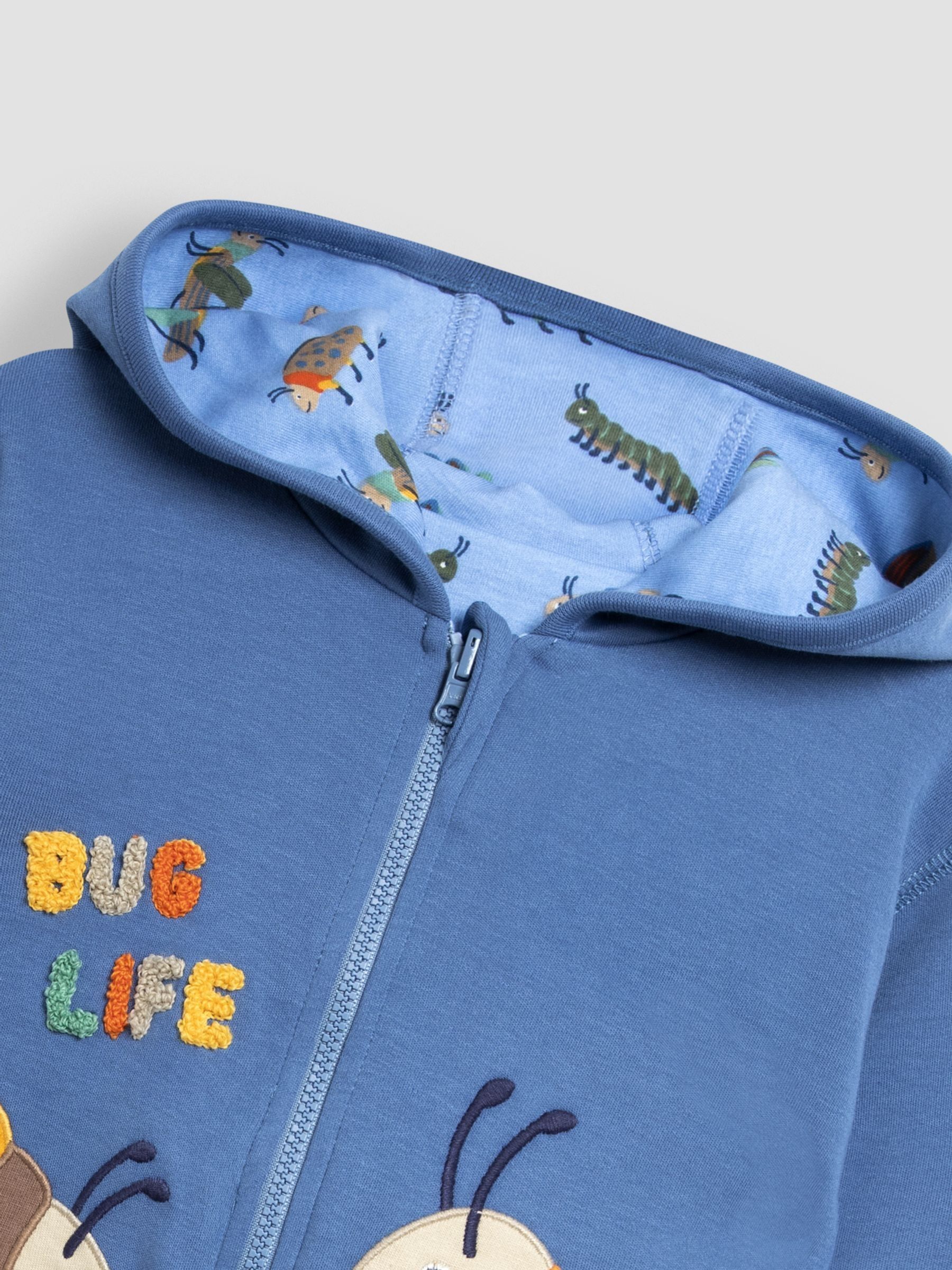 Denim Blue Bug Appliqué Reversible Hoodie - Image 6 of 7