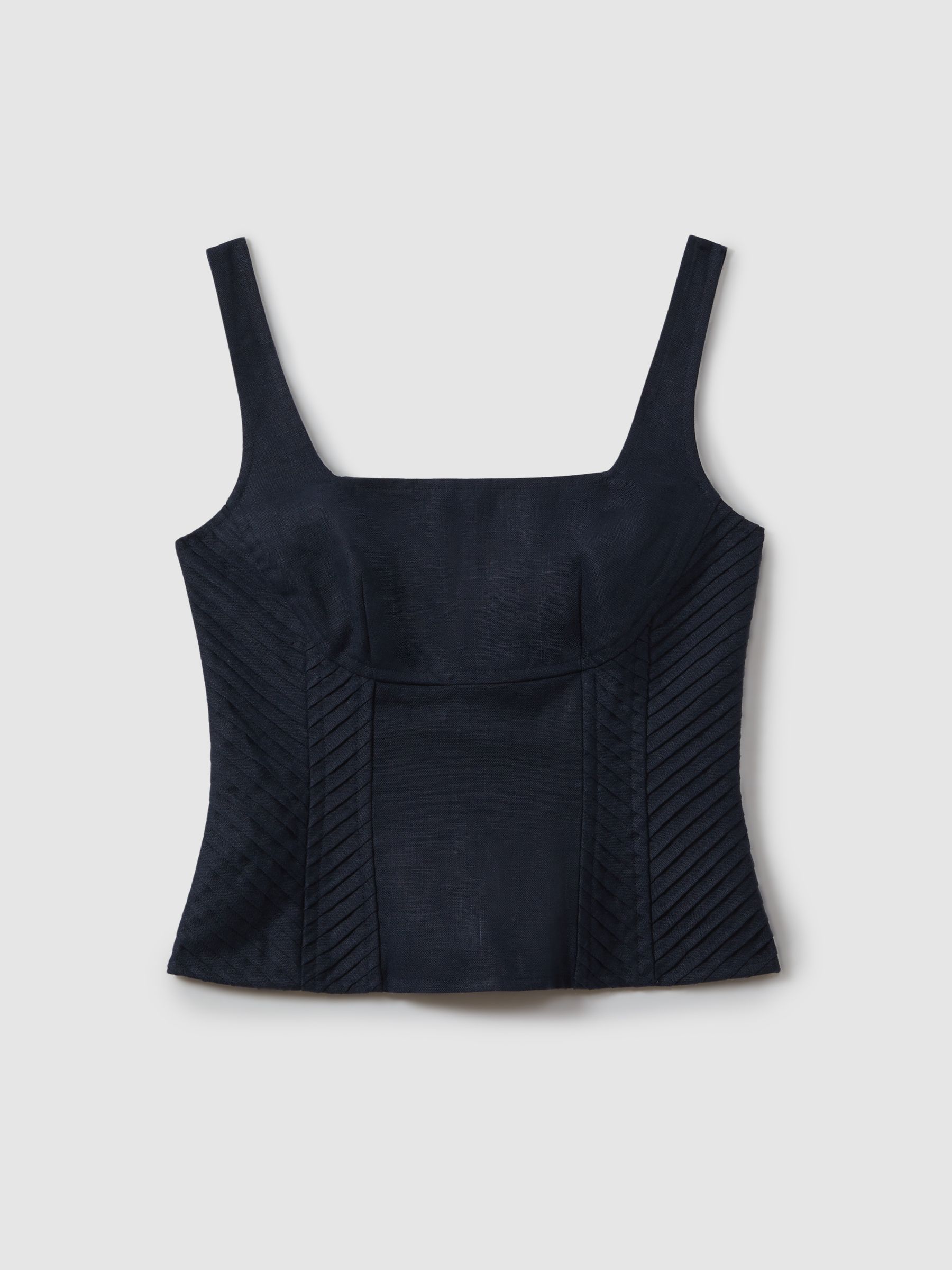 Linen Corset Vest in Navy - Image 2 of 5