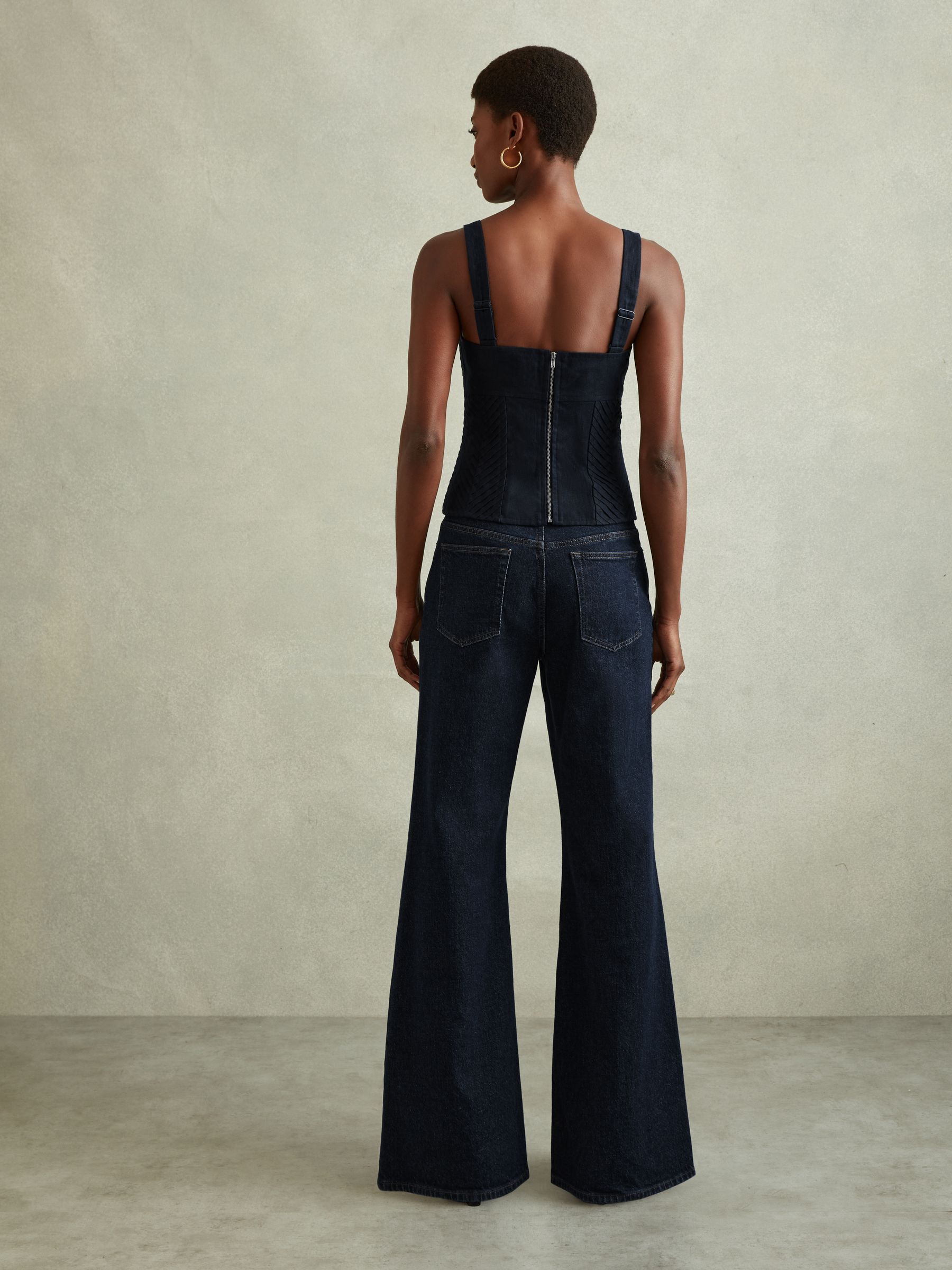 Linen Corset Vest in Navy - Image 4 of 5