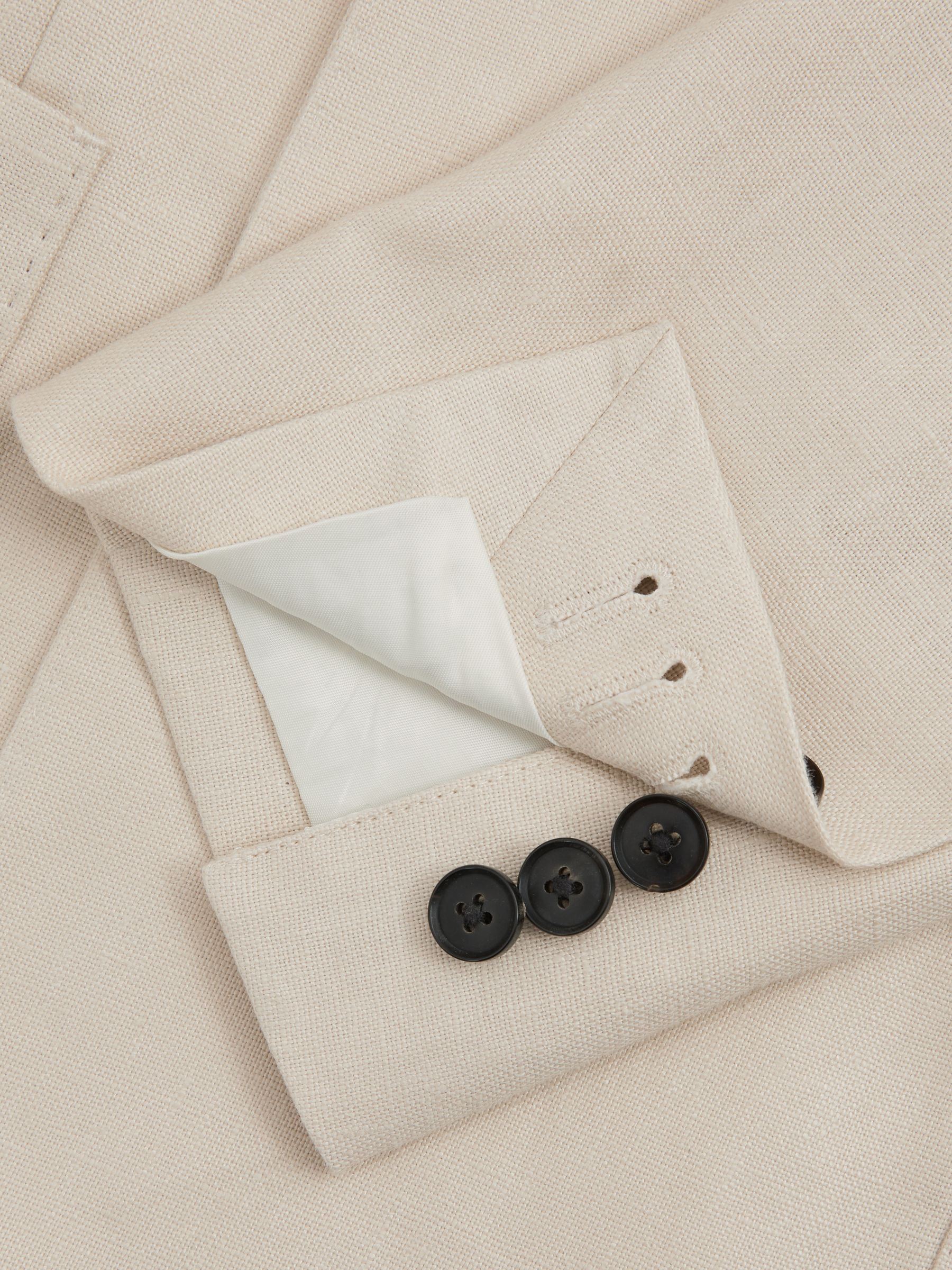 Linen Double Breasted Modern Fit Blazer in Oatmeal - Image 5 of 6