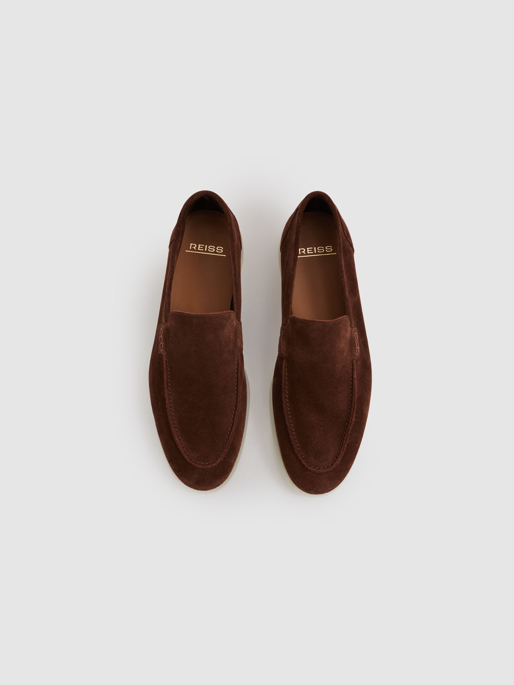 Reiss Suede Slip-On Loafers in Dark Brown - REISS