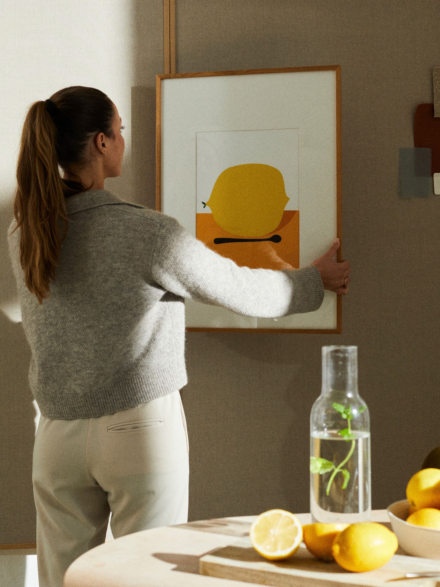 Paper Collective Yellow Citron Framed Wall Art Print in Natural Oak Frame - Image 1 of 3