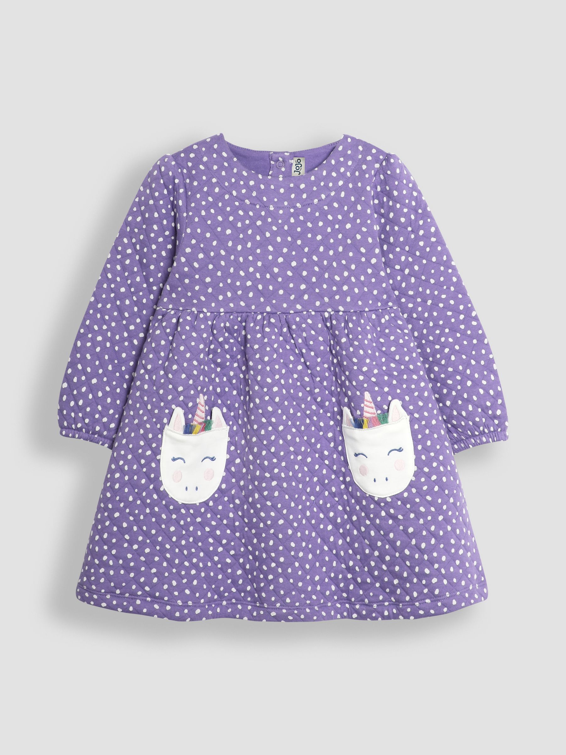 Lilac Unicorn Appliqué Pocket Quilted Dress - Image 1 of 3