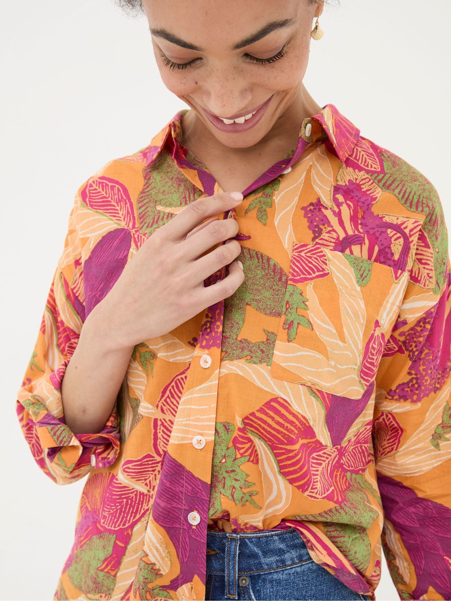 Carolin Orange Tropical Floral Shirt | FatFace USA