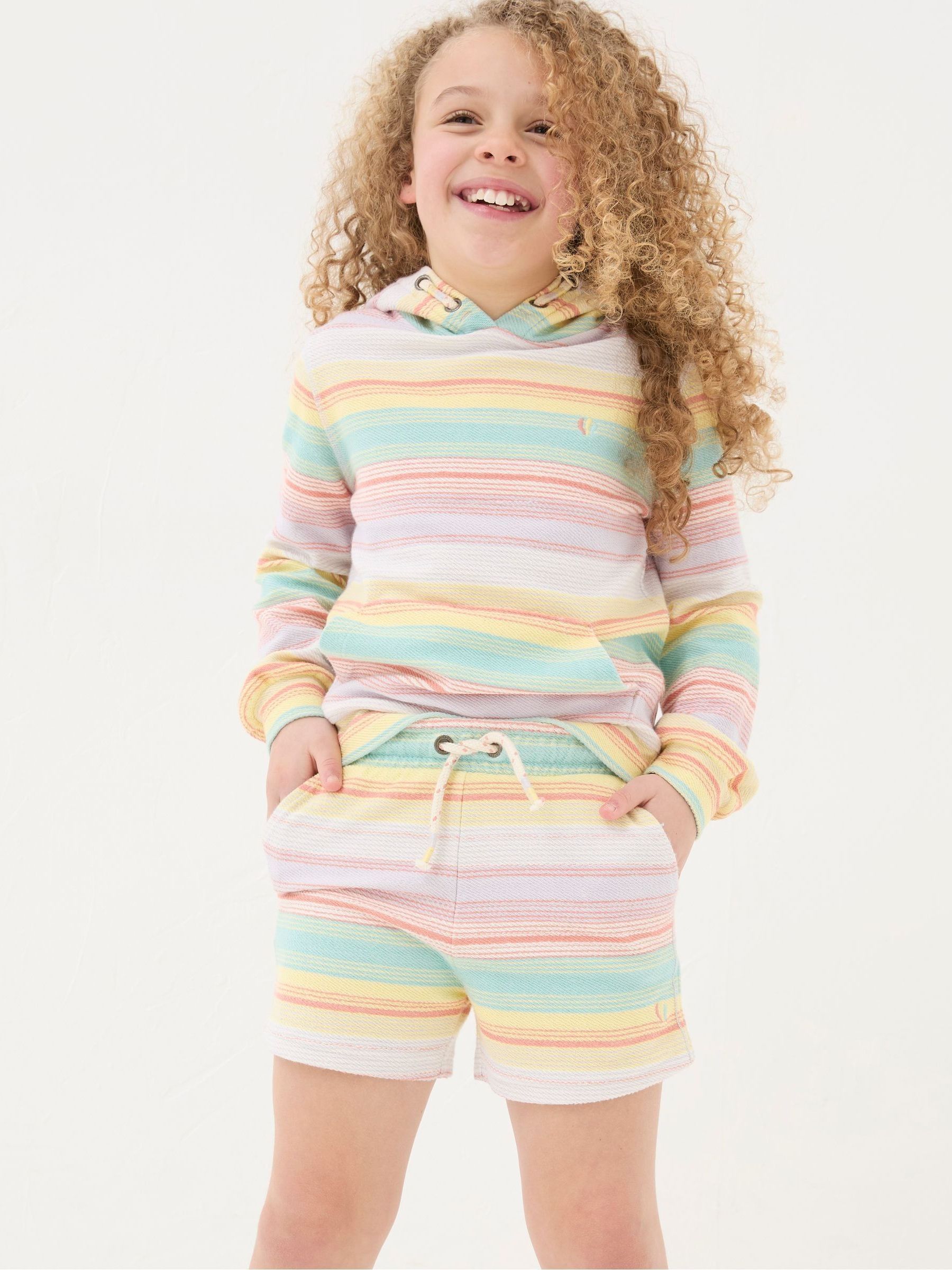 White Textured Stripe Shorts - Image 1 of 4