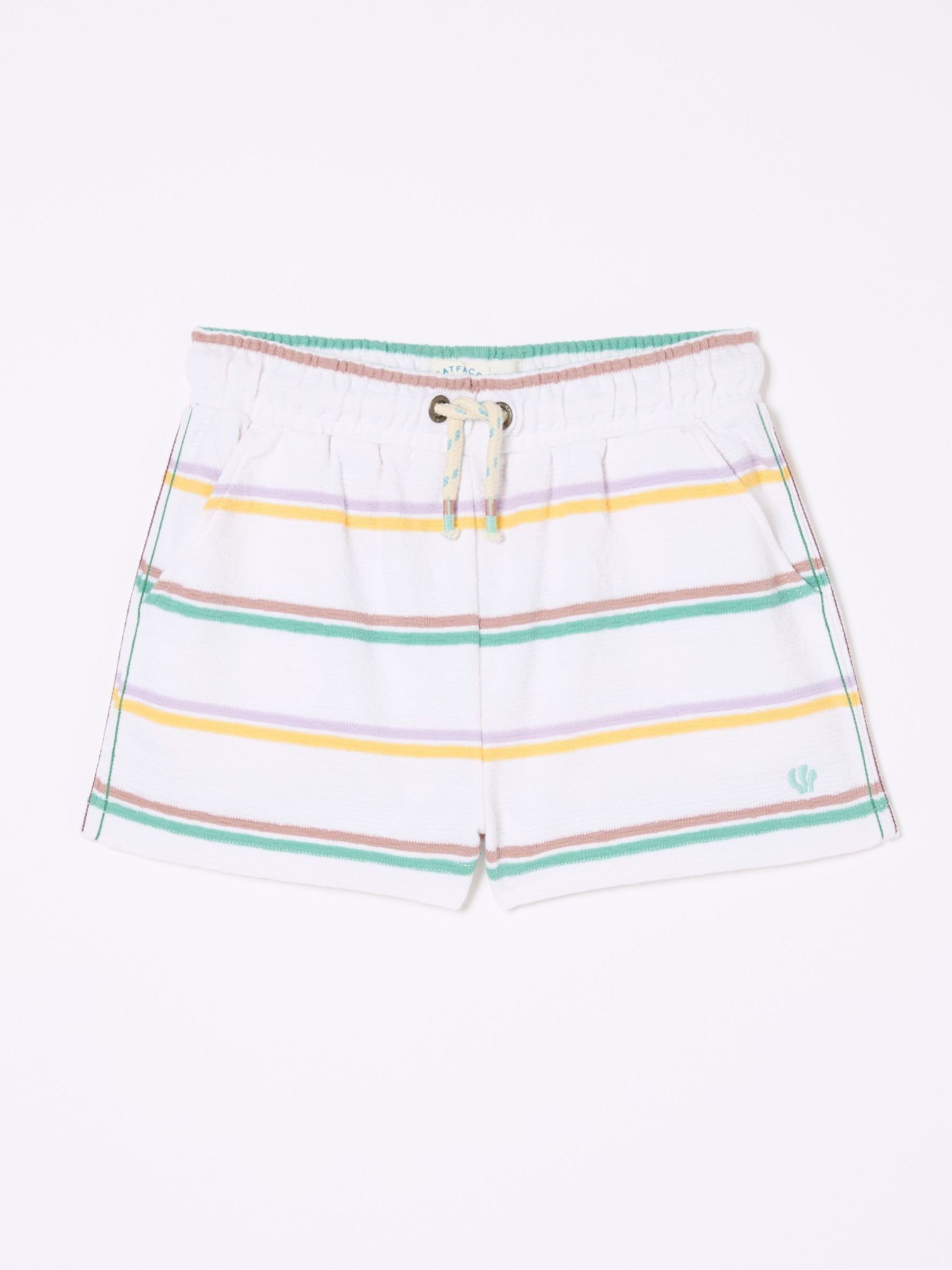 White Textured Stripe Shorts - Image 4 of 4