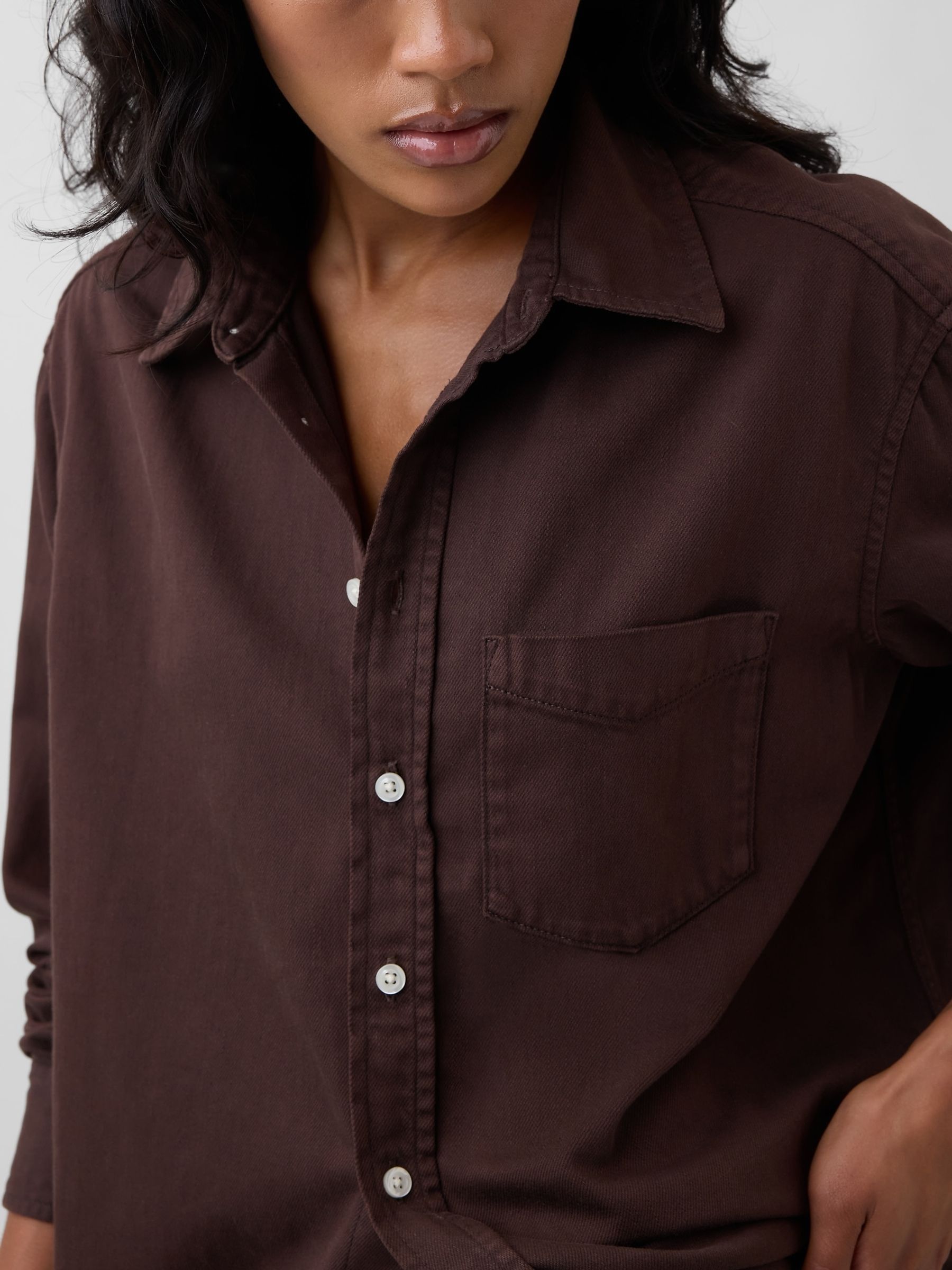 Brown Oversized Denim Shirt - Image 4 of 5
