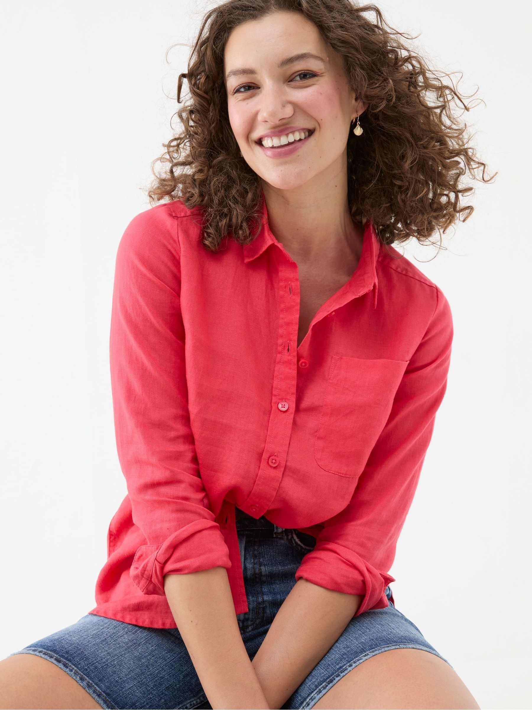 Olivia Red Linen Shirt - Image 1 of 1