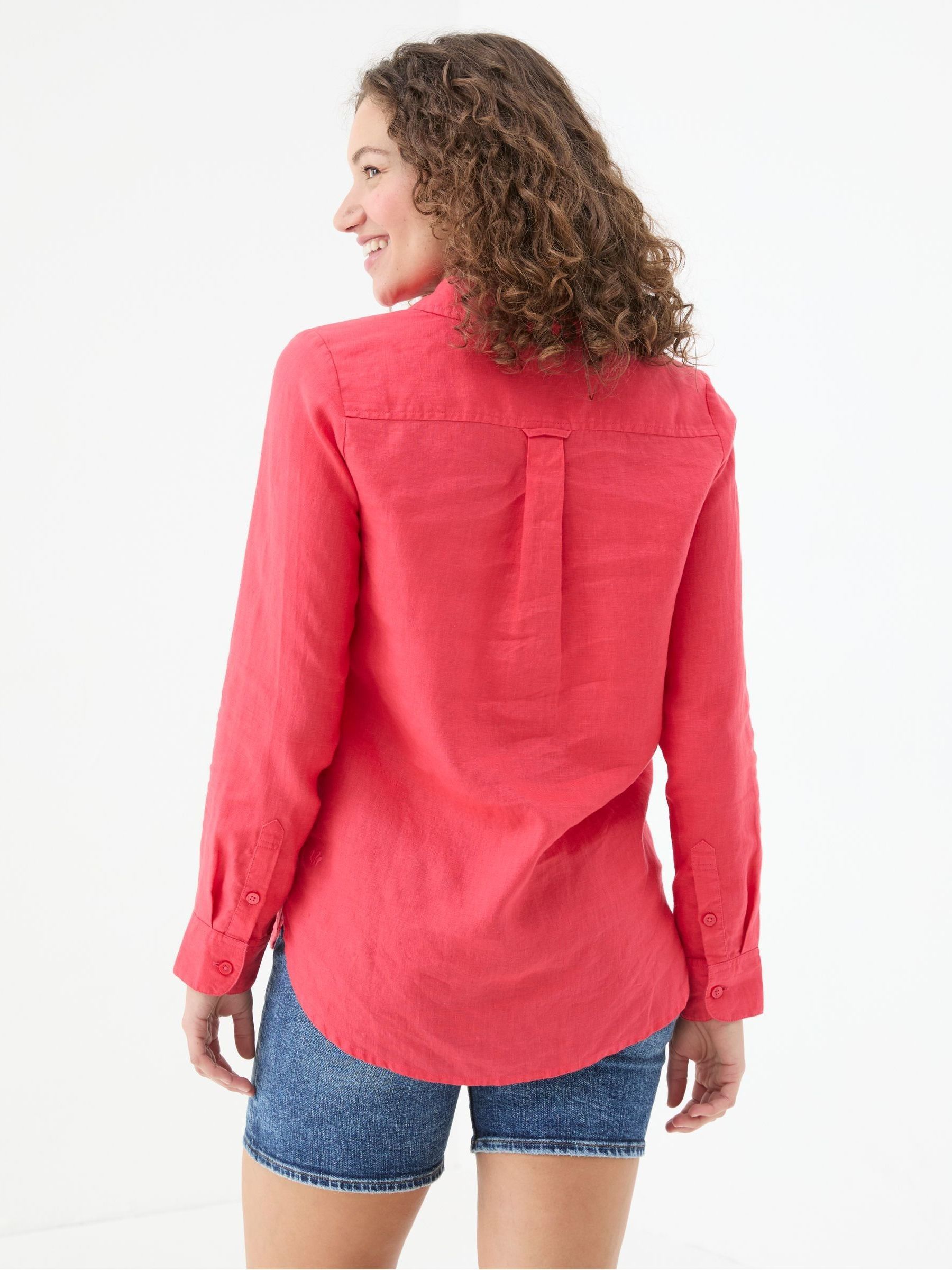 Olivia Red Linen Shirt - Image 2 of 5 Olivia Red Linen Shirt - Image 2 of 5