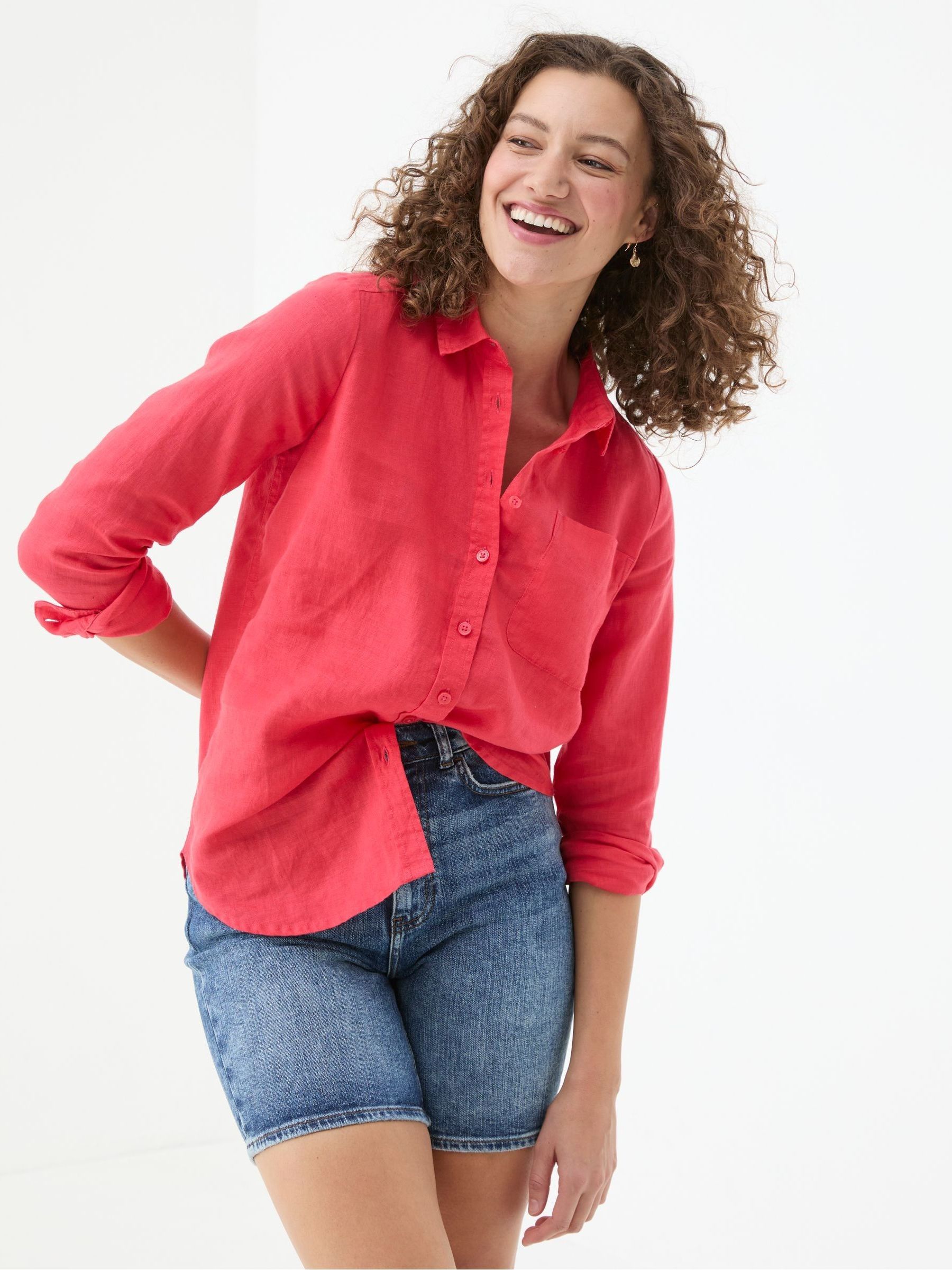Olivia Red Linen Shirt - Image 3 of 5