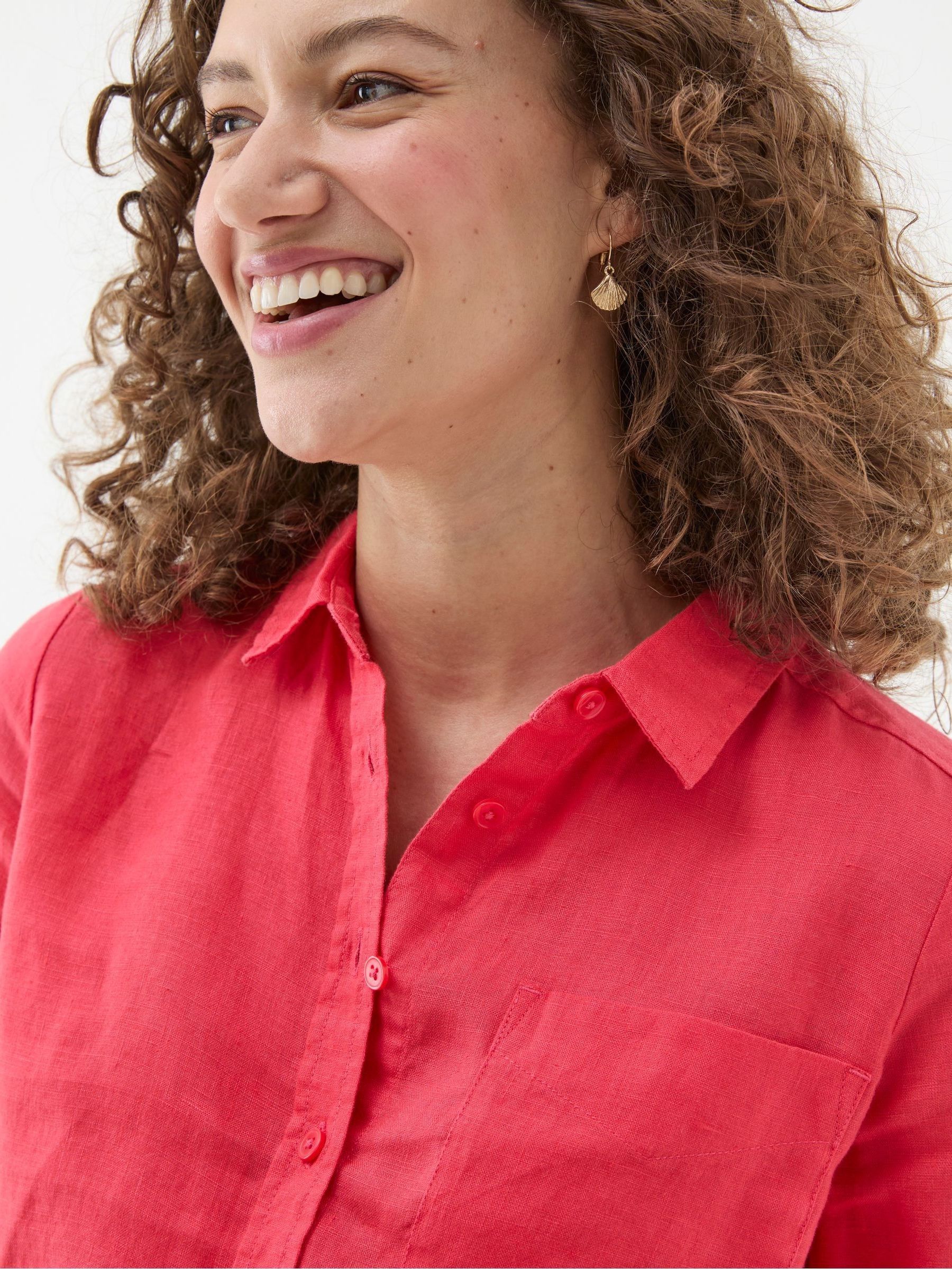 Olivia Red Linen Shirt - Image 4 of 5