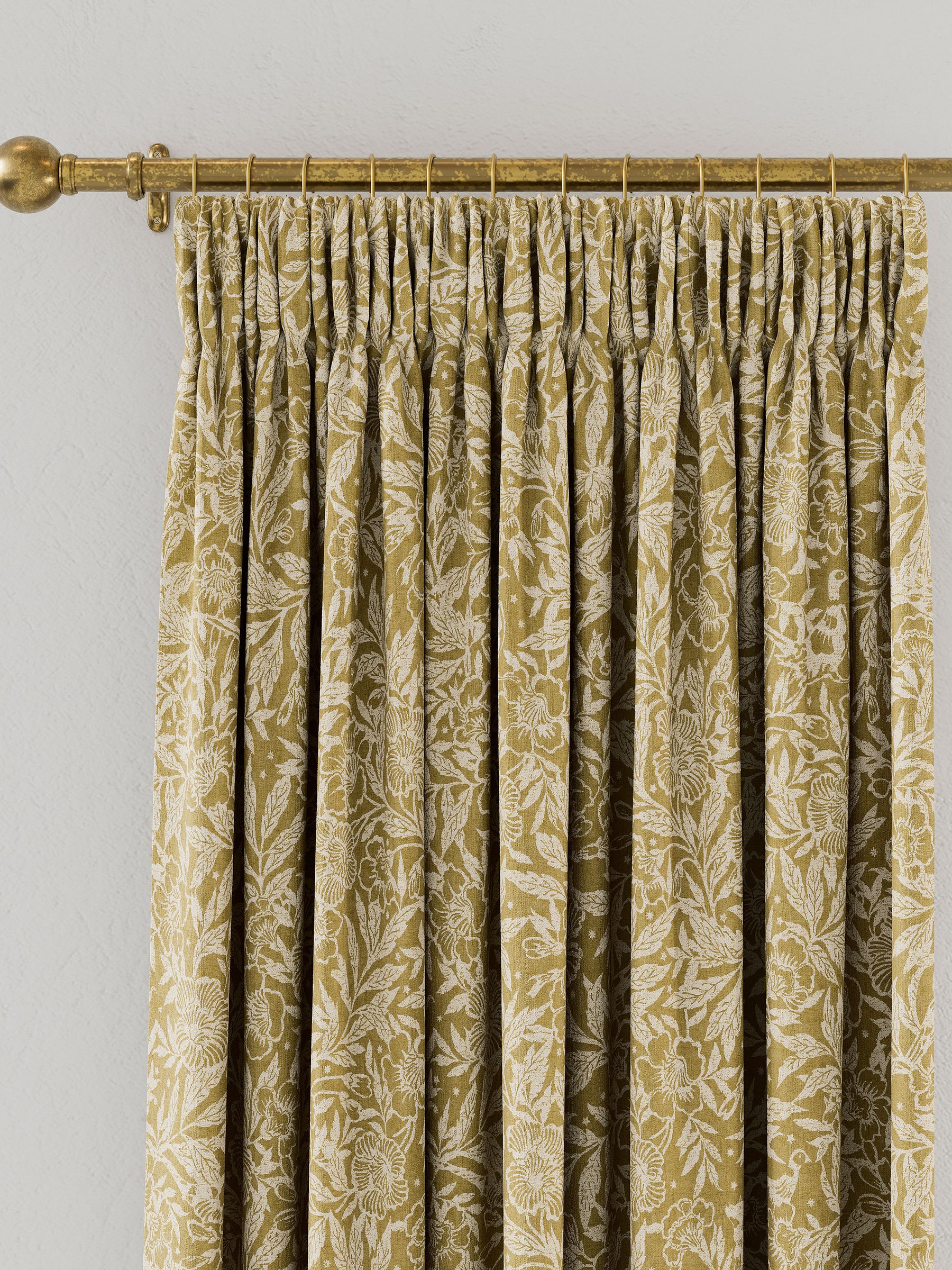 Twilight Ditsy Set of 2 Gold Pencil Pleat Curtains - Image 3 of 4