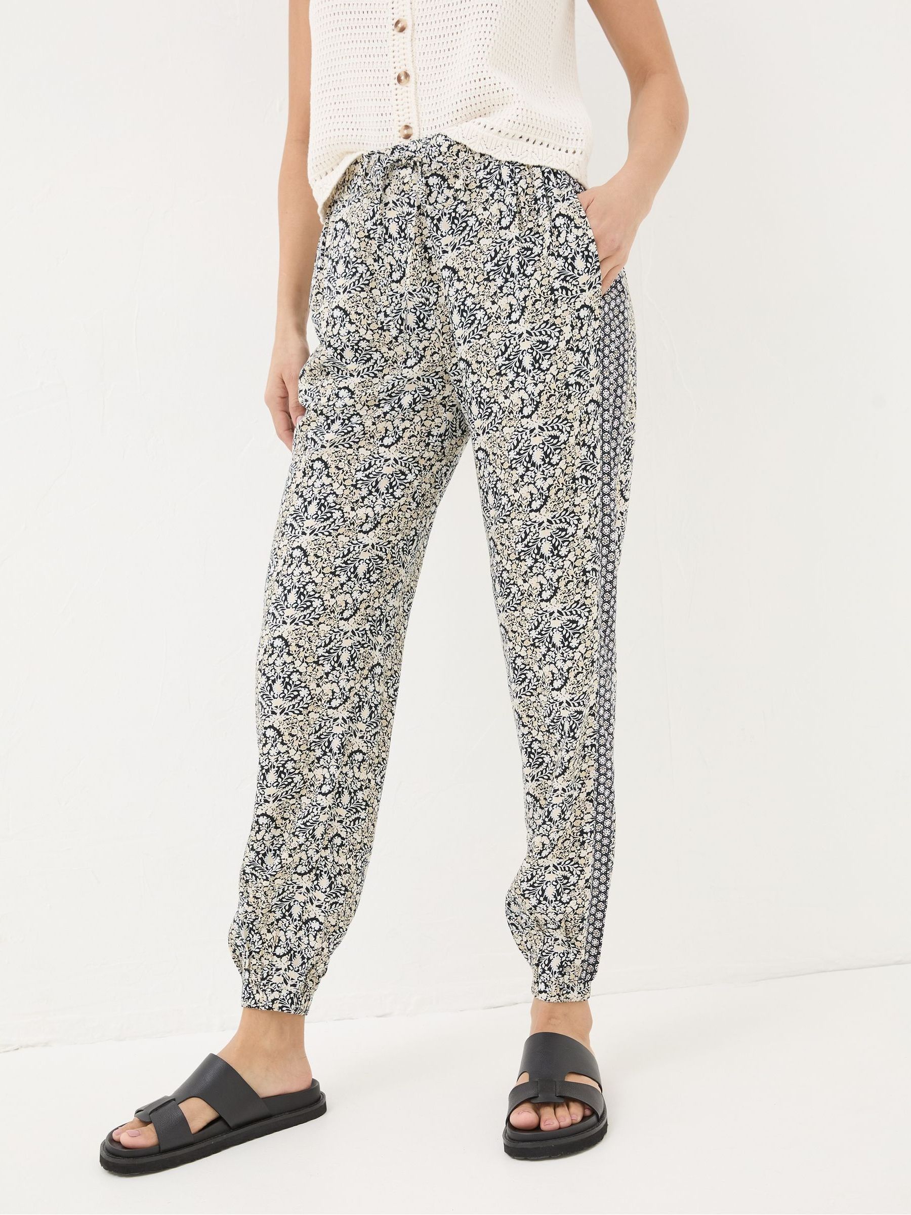 Lyme Black Inlay Floral Trousers - Image 3 of 7
