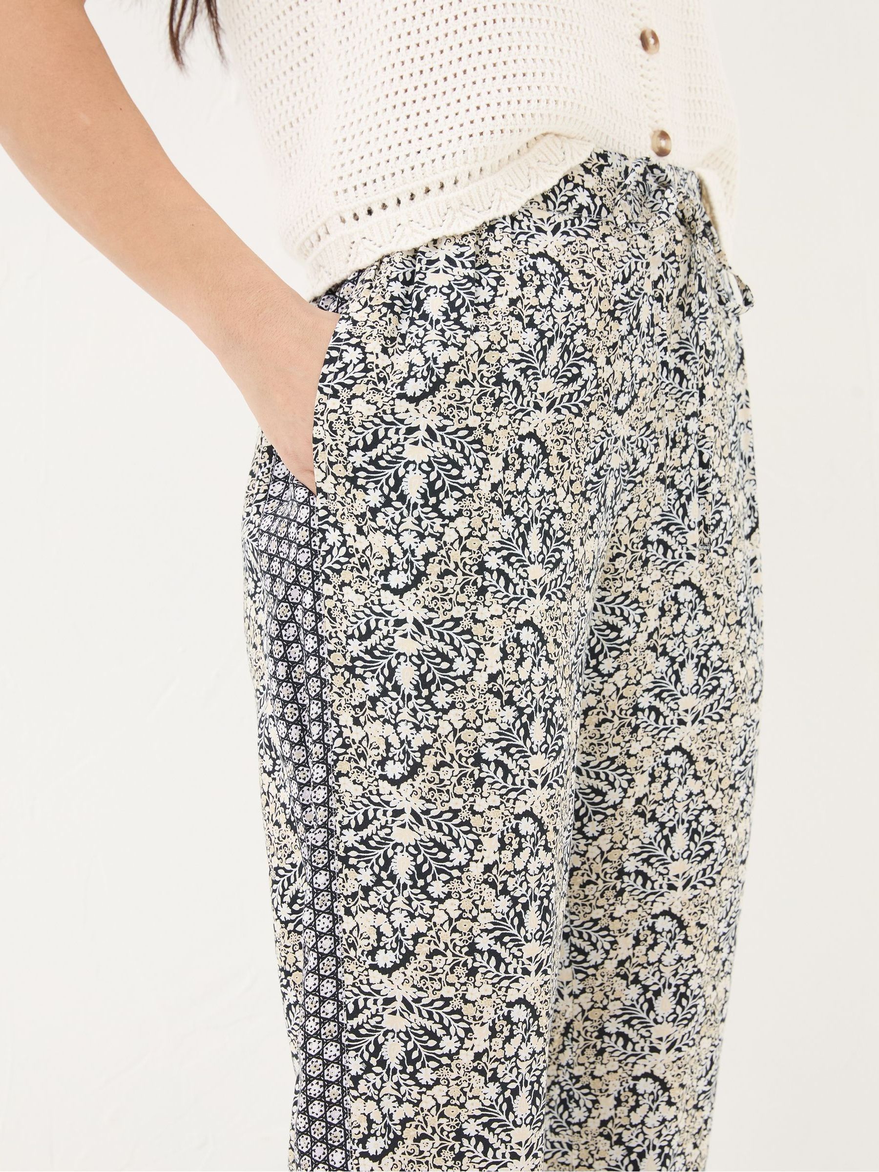 Lyme Black Inlay Floral Trousers - Image 6 of 7