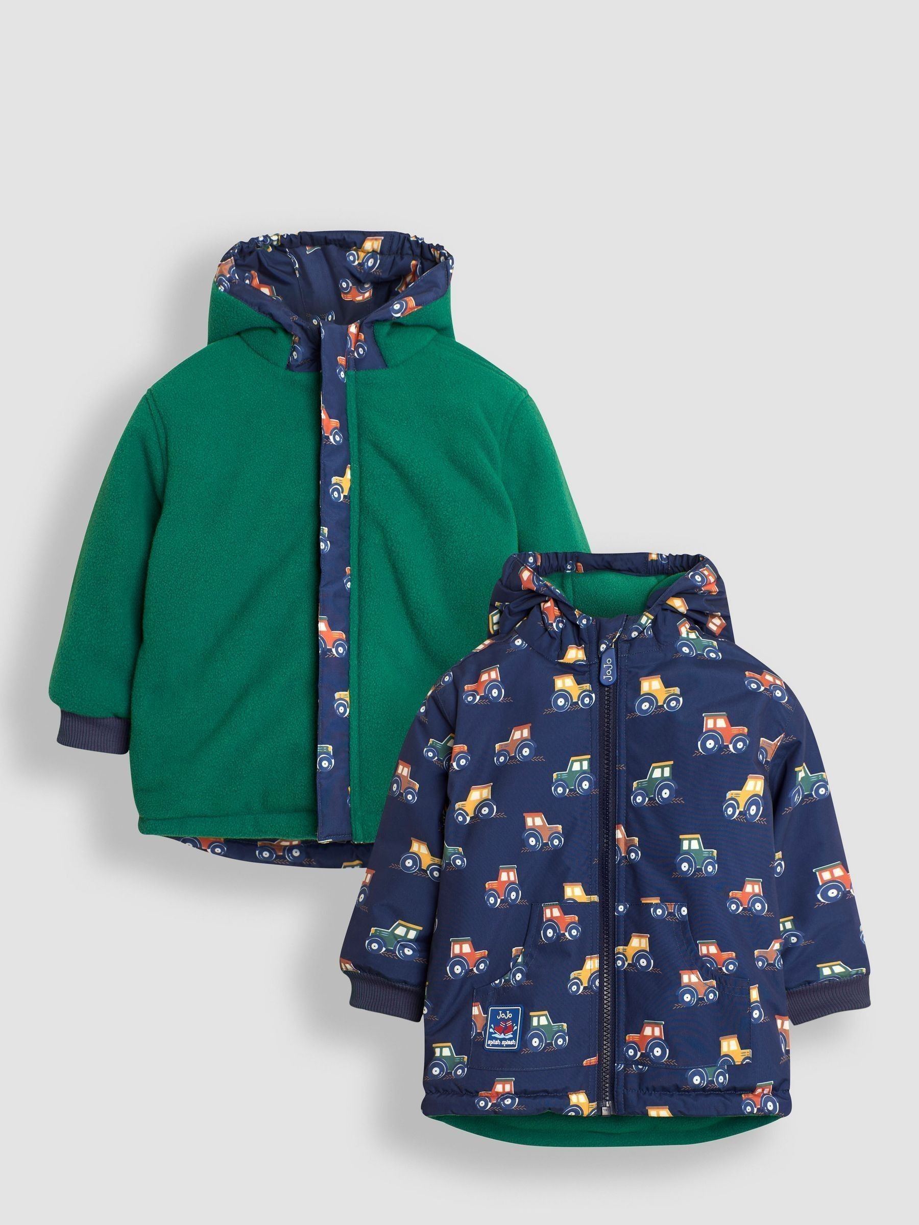 Navy Blue Tractor Fleece Lined Jacket JoJo Maman Bébé