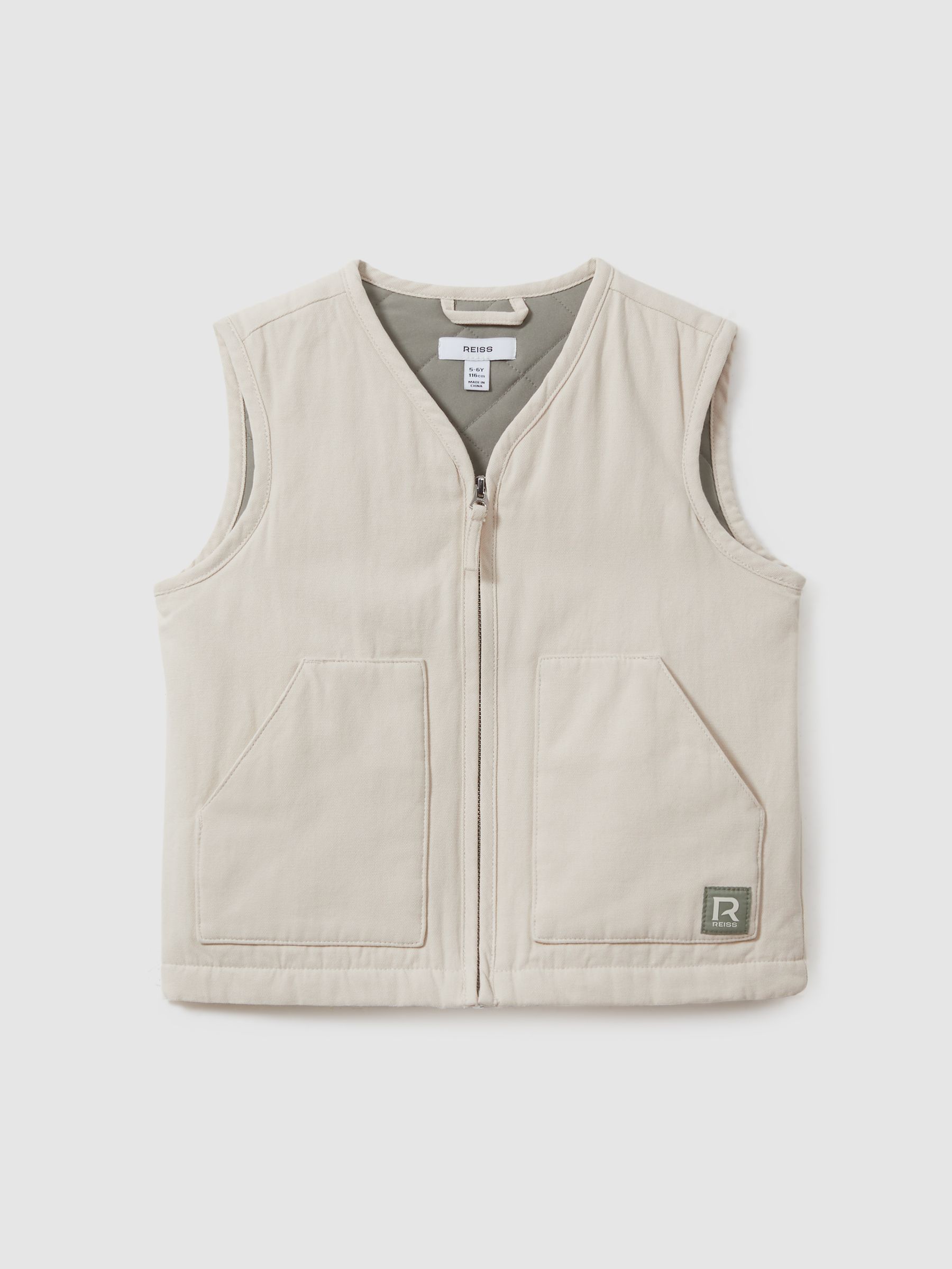9-13 yrs Cotton Quilted Gilet in Off White - Image 2 of 4