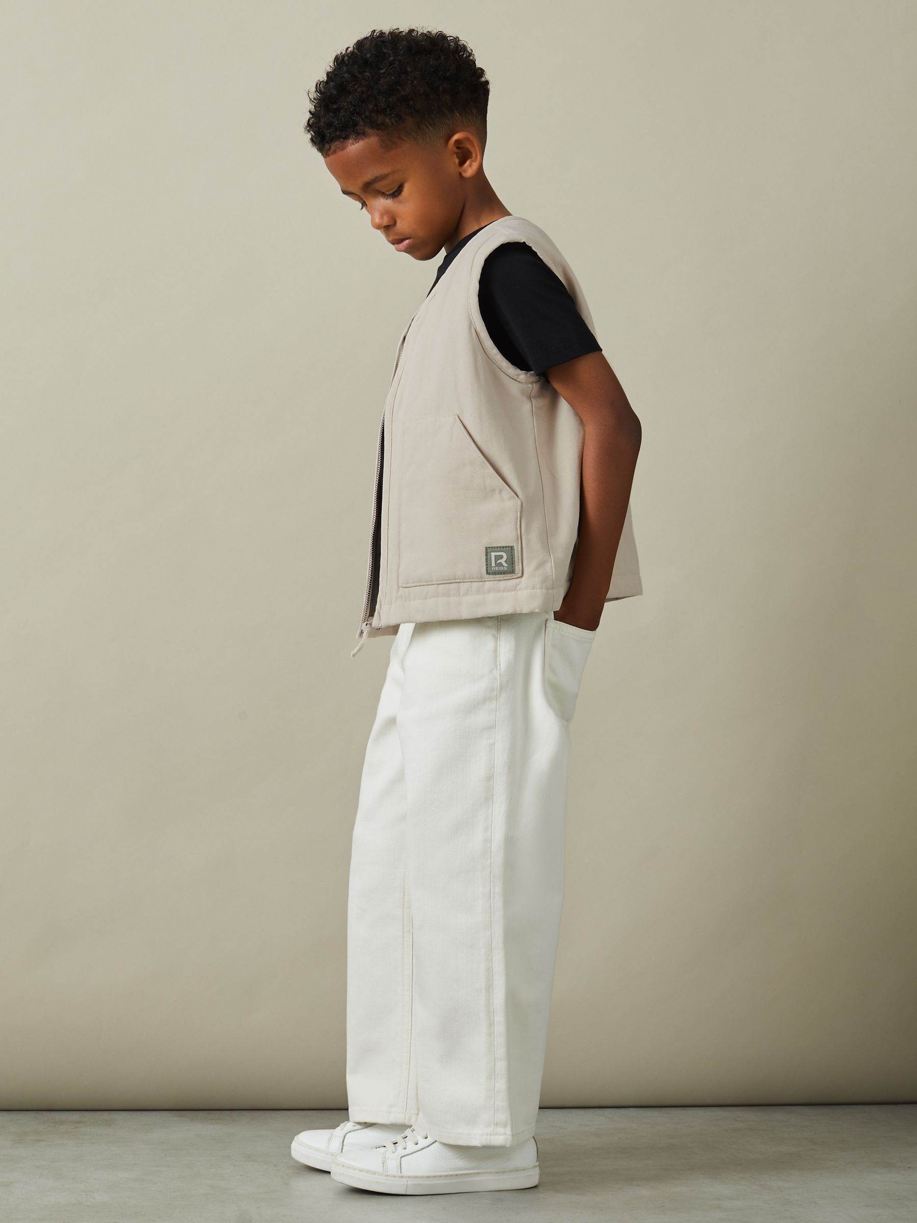 9-13 yrs Cotton Quilted Gilet in Off White - Image 3 of 4