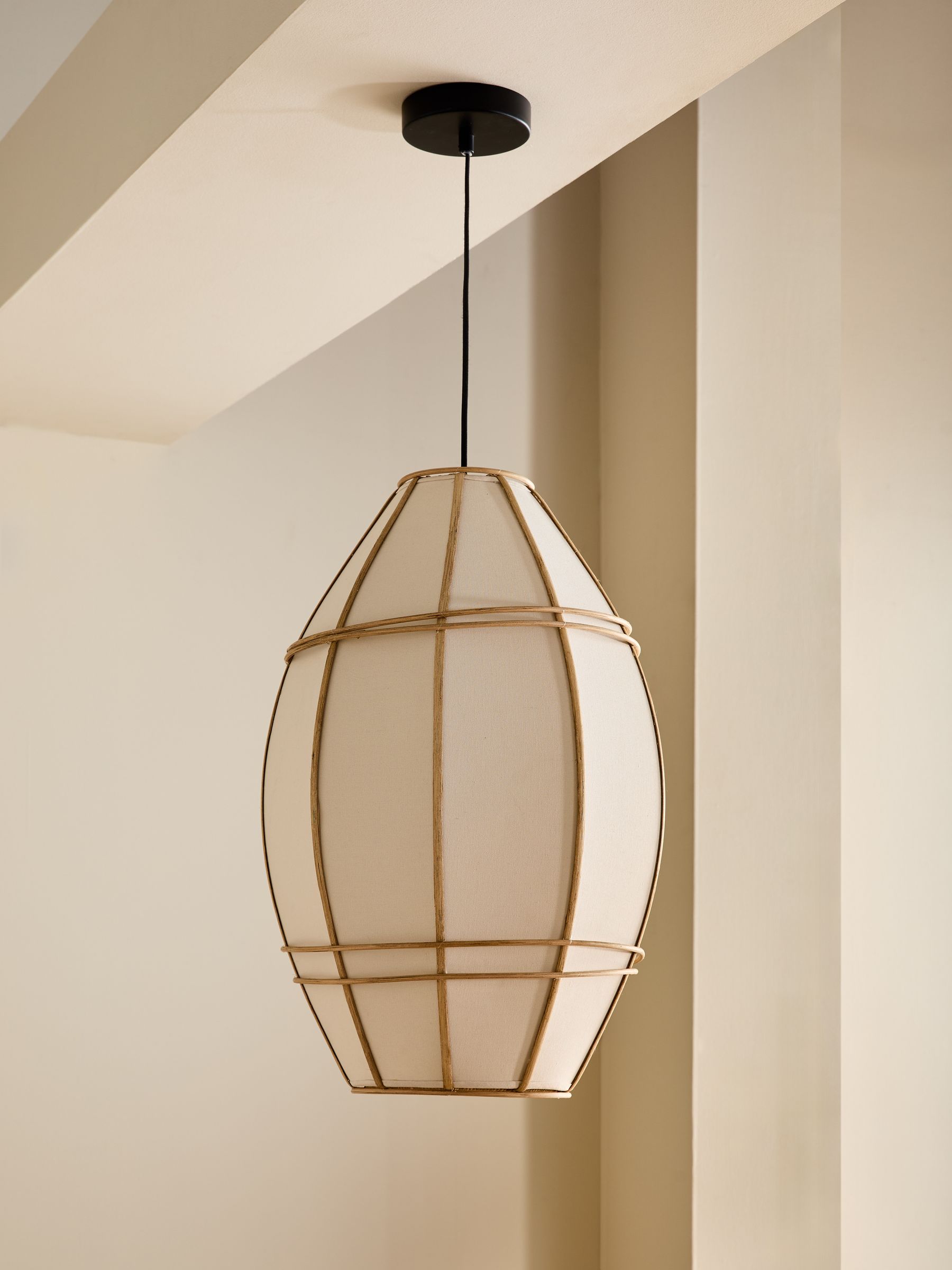 Oval Judah Pendant Light in Cream - Image 2 of 5