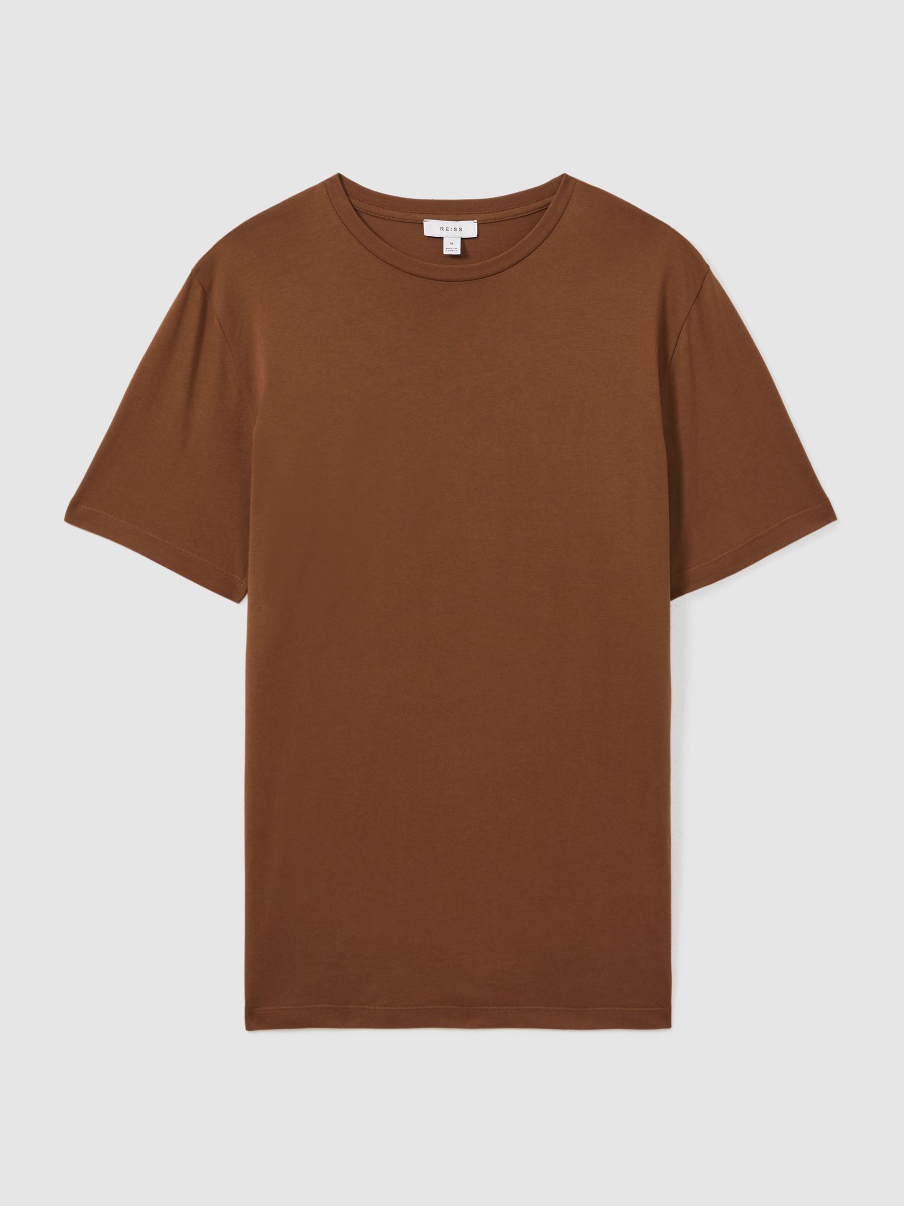 Cotton Crew Neck T-Shirt in Mocha Brown - Image 2 of 5 Cotton Crew Neck T-Shirt in Mocha Brown - Image 2 of 5