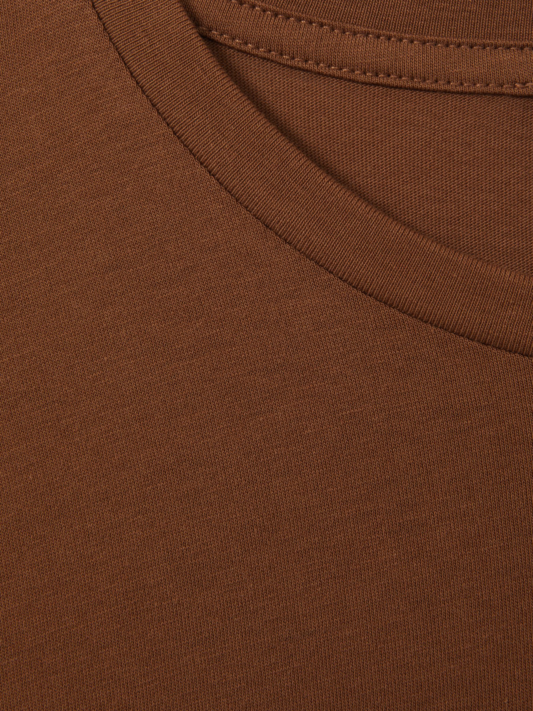 Cotton Crew Neck T-Shirt in Mocha Brown - Image 5 of 5