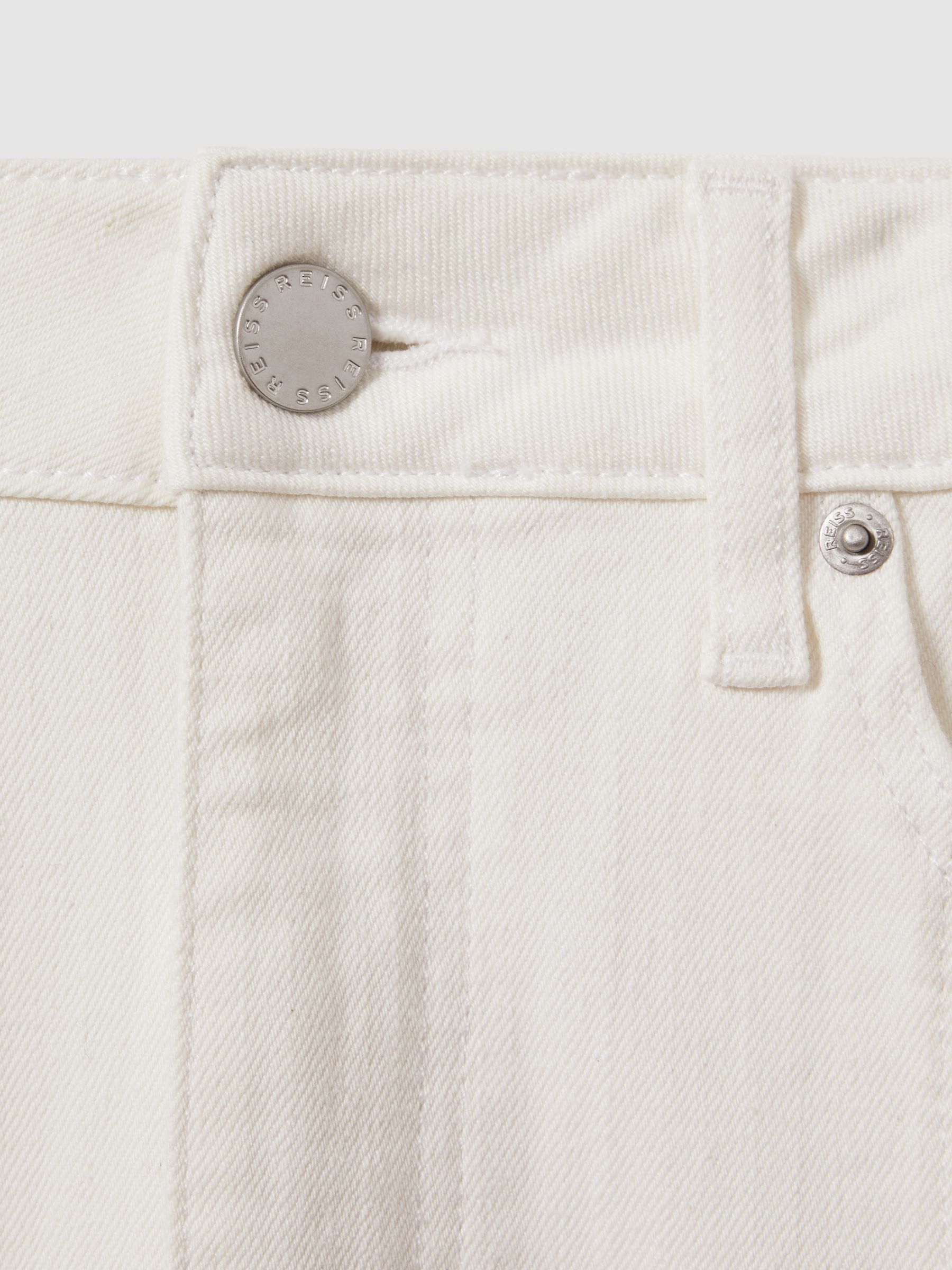 High Rise Denim Midi Skirt in Ivory - Image 5 of 5