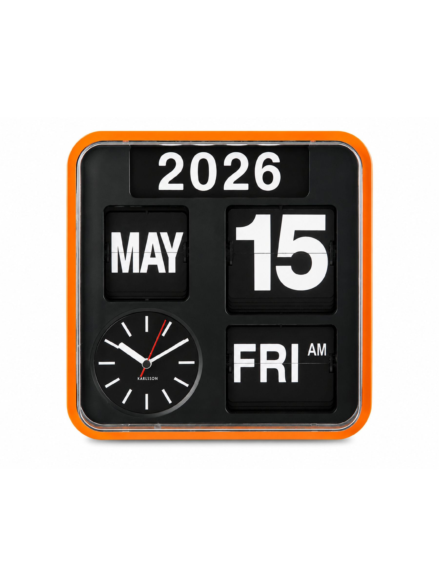 Karlsson Orange Mini Flip Wall Clock - Image 3 of 3
