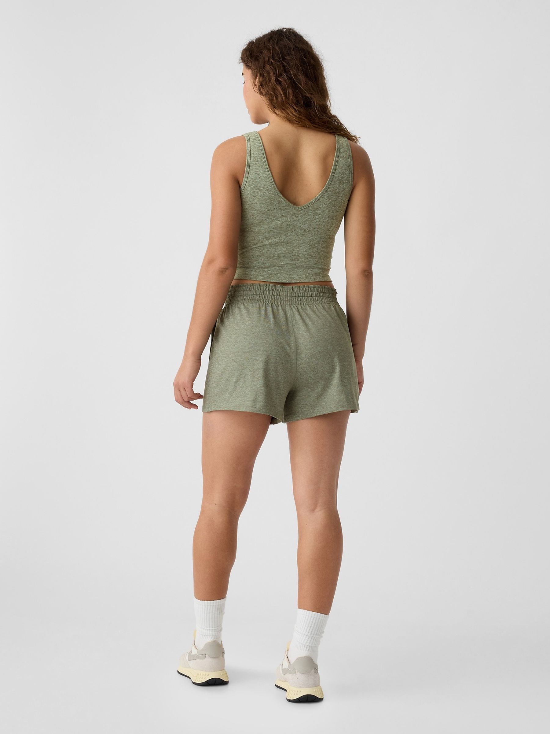 Green Brushed Jersey Shorts - Image 2 of 7