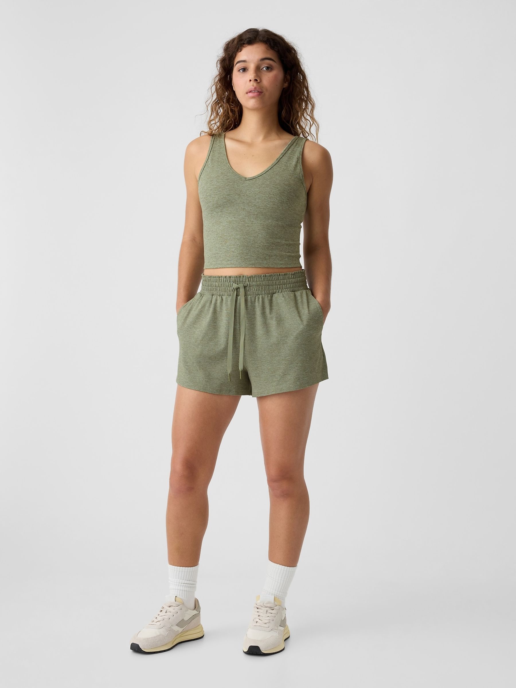 Green Brushed Jersey Shorts - Image 3 of 7