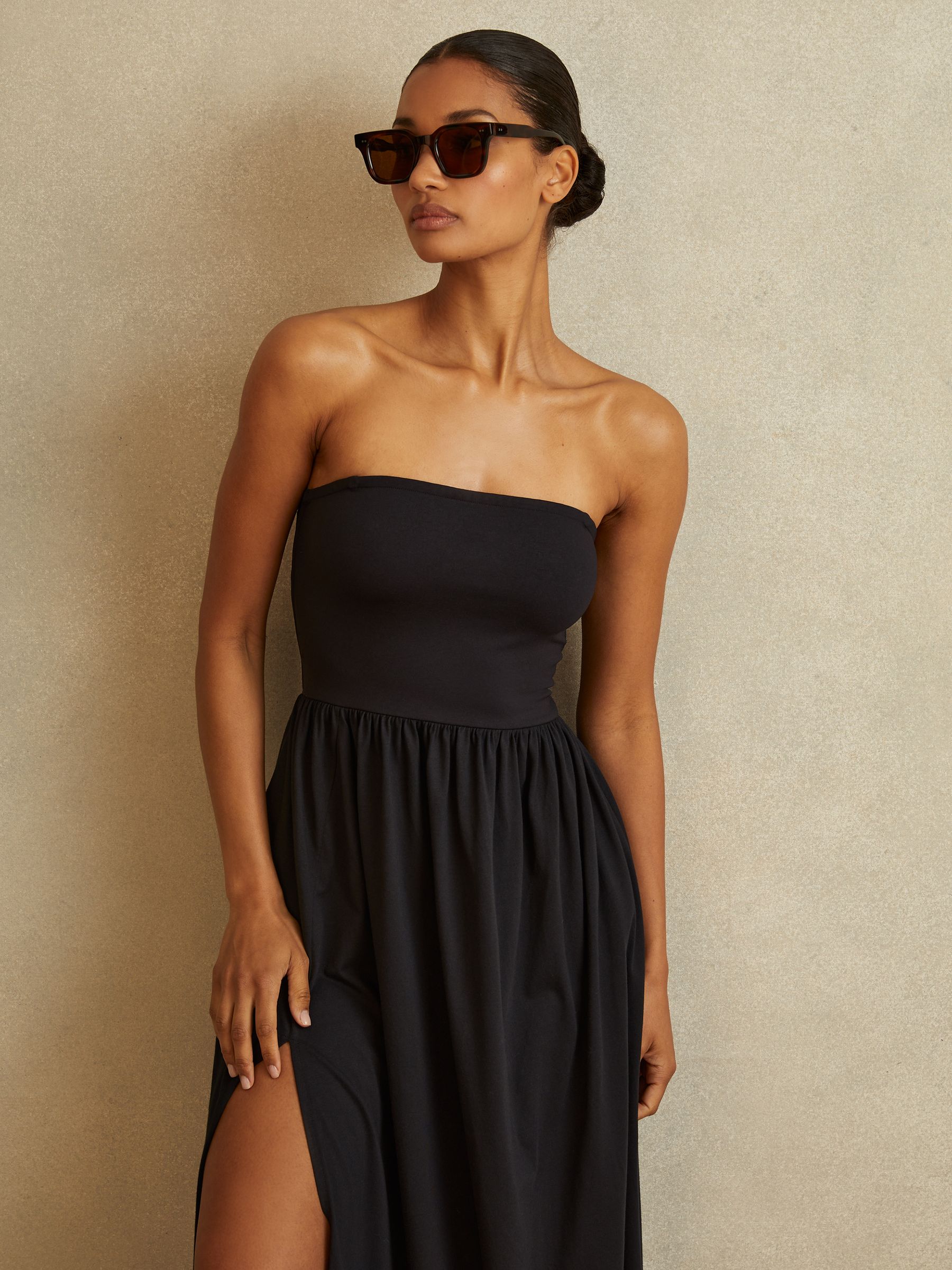Removable Strap Jersey Beach Dress in Navy - Image 3 of 5