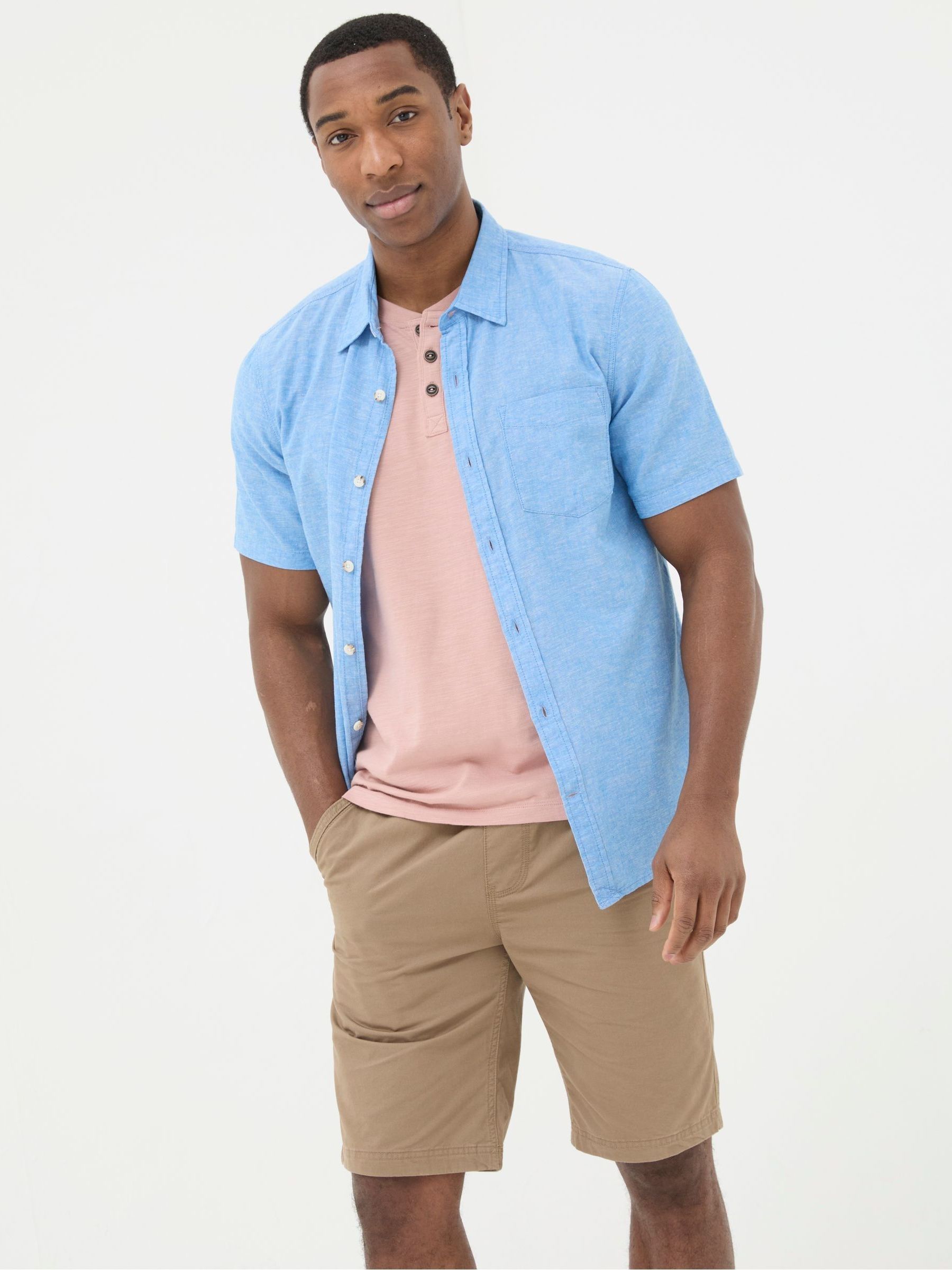 Bugle Blue Linen Cotton Shirt - Image 1 of 4