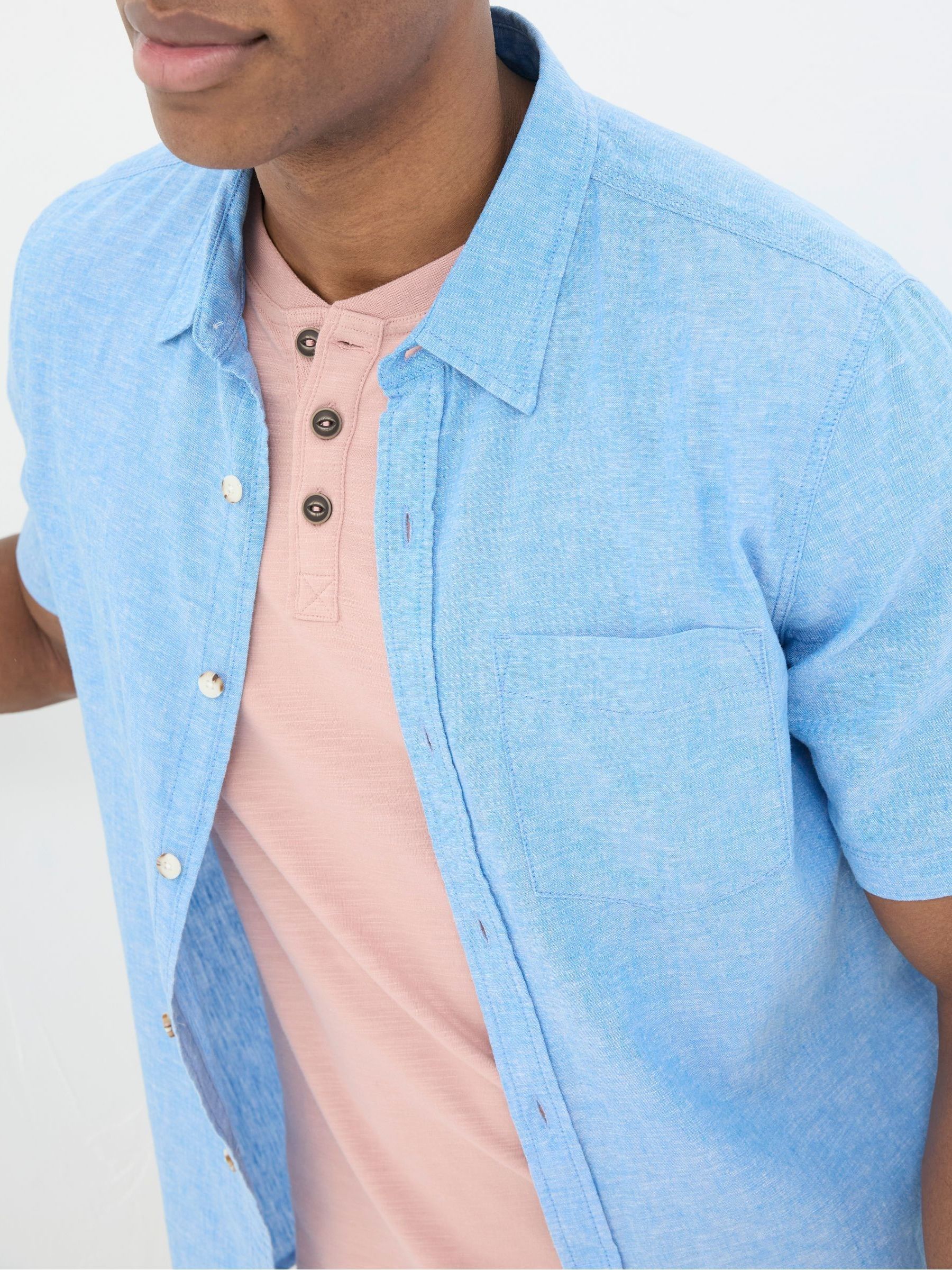 Bugle Blue Linen Cotton Shirt - Image 3 of 4