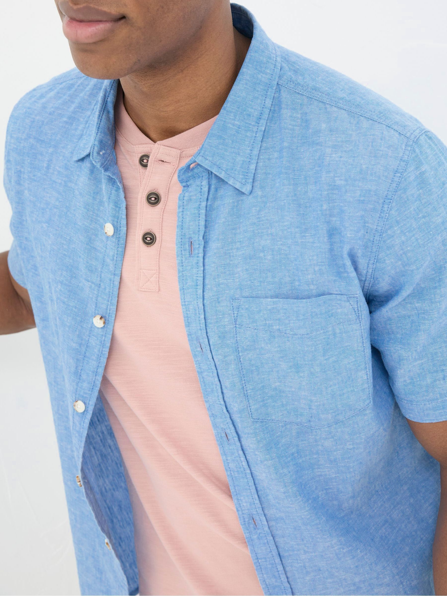 Bugle Blue Linen Cotton Shirt - Image 1 of 6