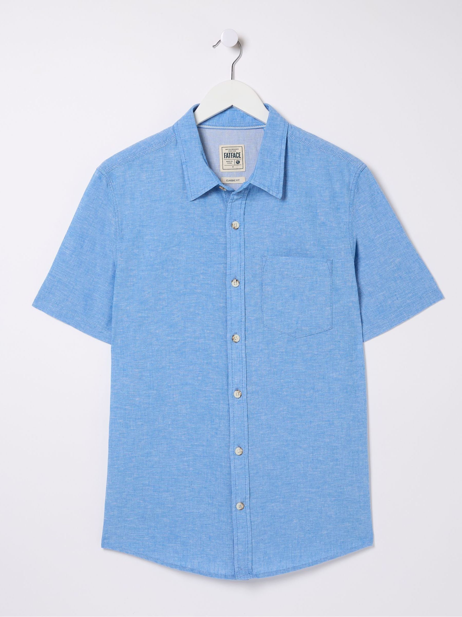 Bugle Blue Linen Cotton Shirt - Image 4 of 4