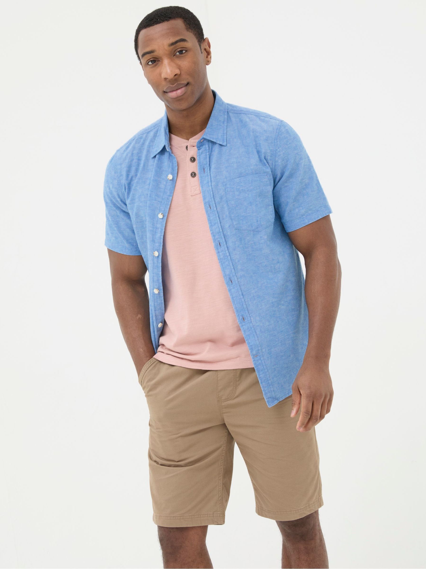 Bugle Blue Linen Cotton Shirt - Image 5 of 6