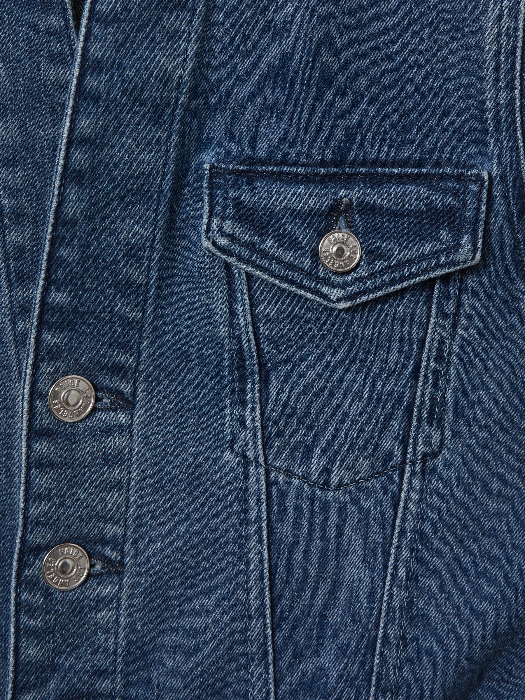 Paige Belted Denim Mini Dress in Kamilla Blue - Image 2 of 5