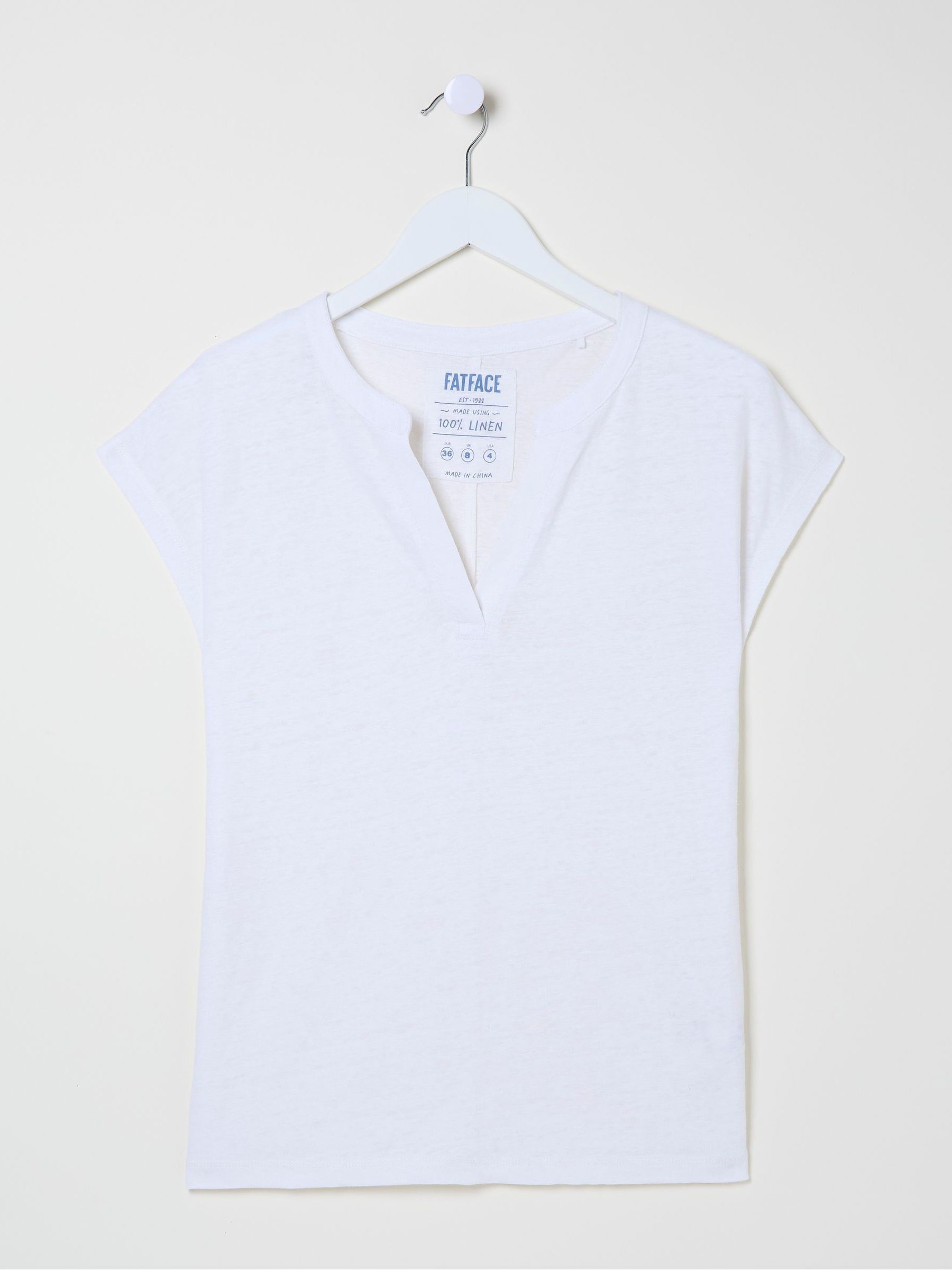 White Linen Notch Neck Top - Image 9 of 9