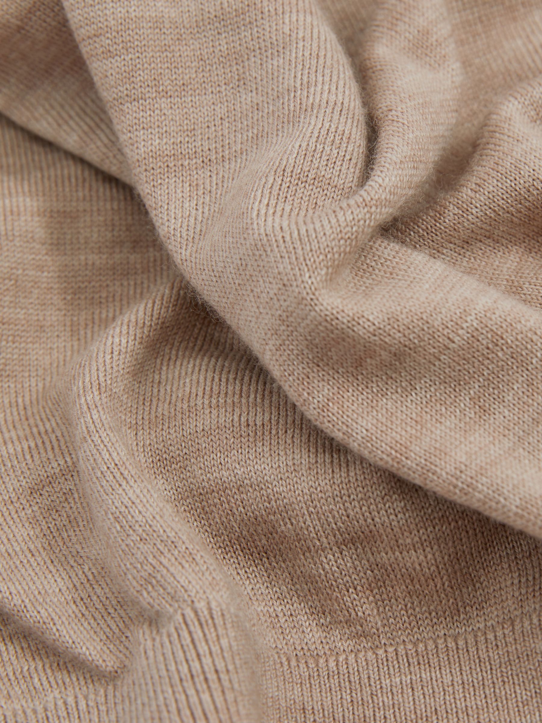 Merino Wool Button-Through Funnel Neck Cardigan in Wheat Melange - Image 7 of 7