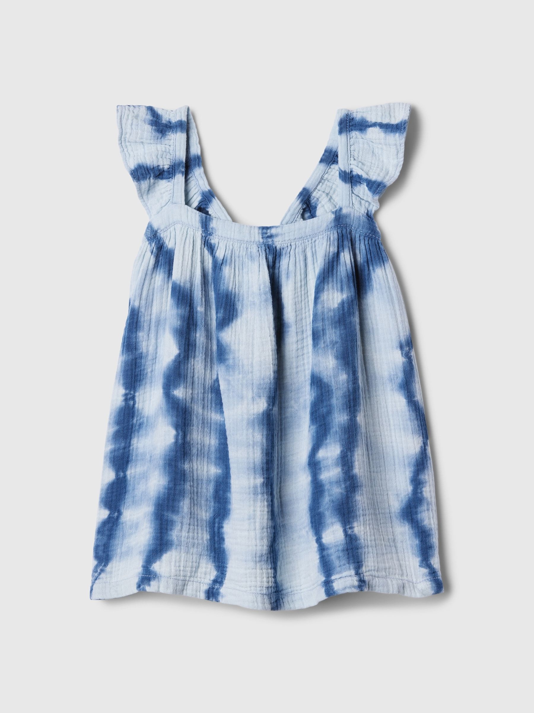 Blue Crinkle Gauze Ruffle Dress (6mths-5yrs) - Image 1 of 1