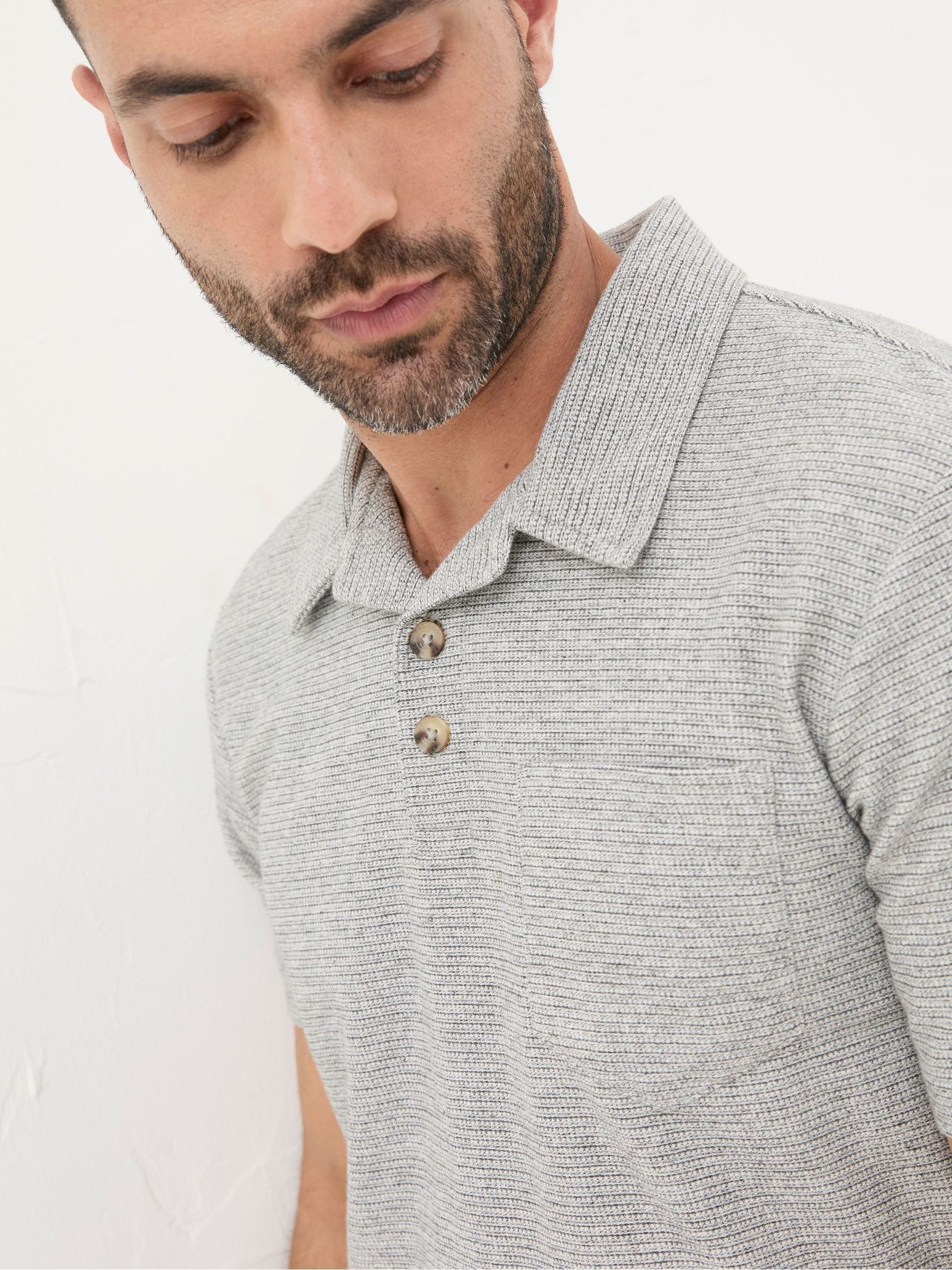 Grey Southwick Textured Polo Shirt - Image 3 of 5