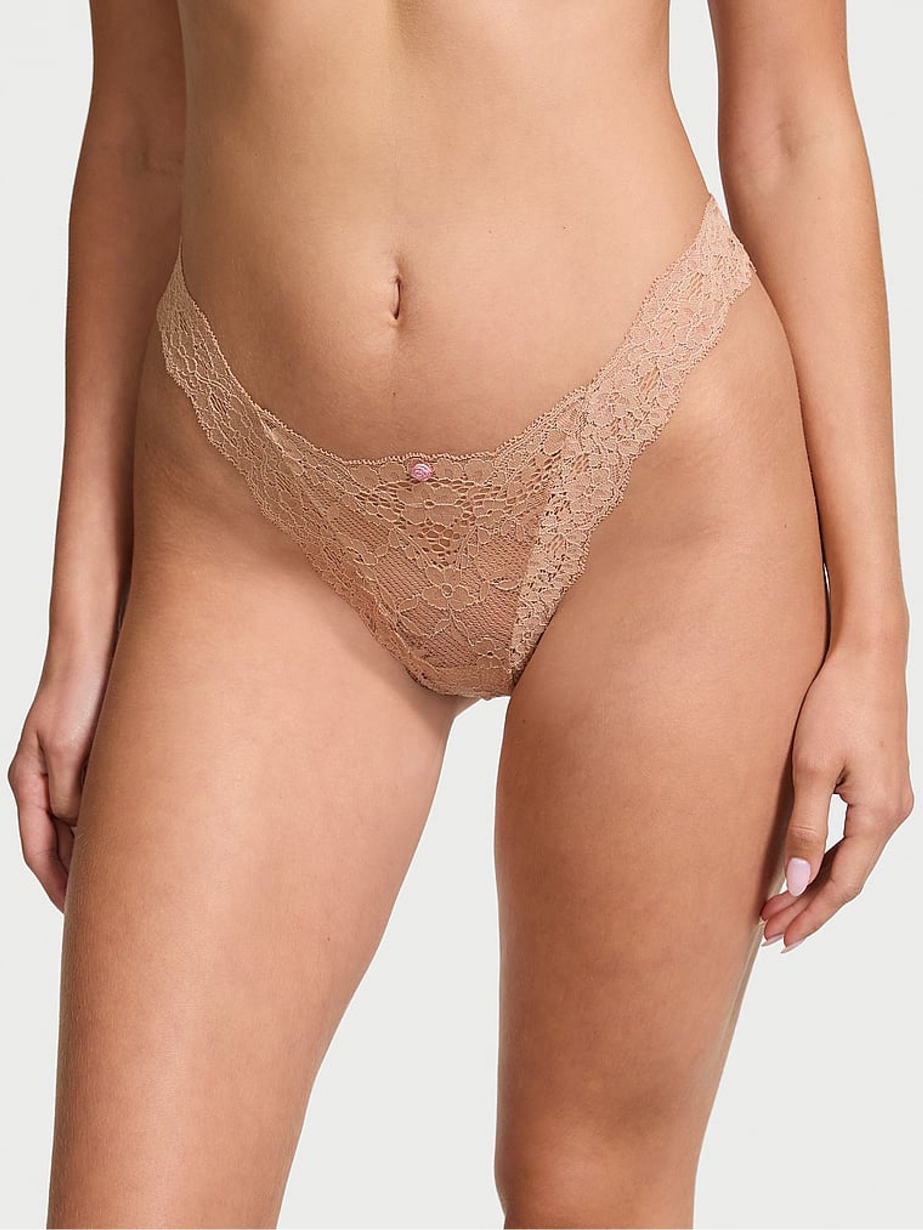 Praline Nude Brazilian Lace Knickers - Image 1 of 3