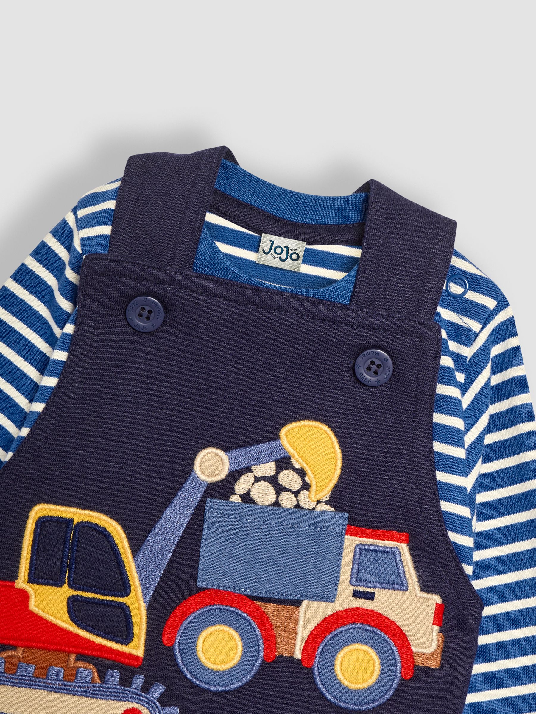 Navy Blue Digger Appliqué Dungarees & Top Set - Image 4 of 4
