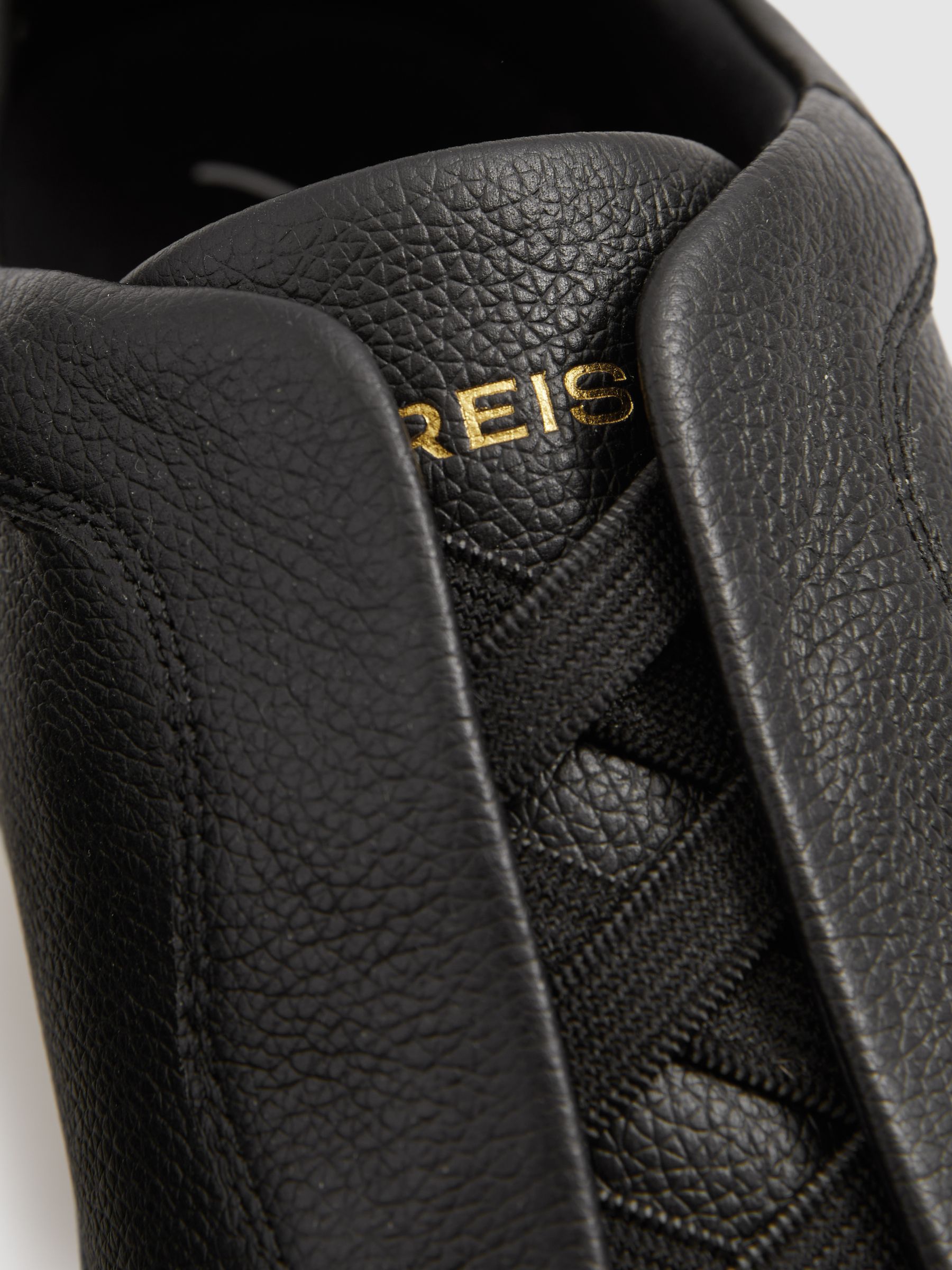 Grained Leather Elasticated Lace Trainers in Black - Image 5 of 5