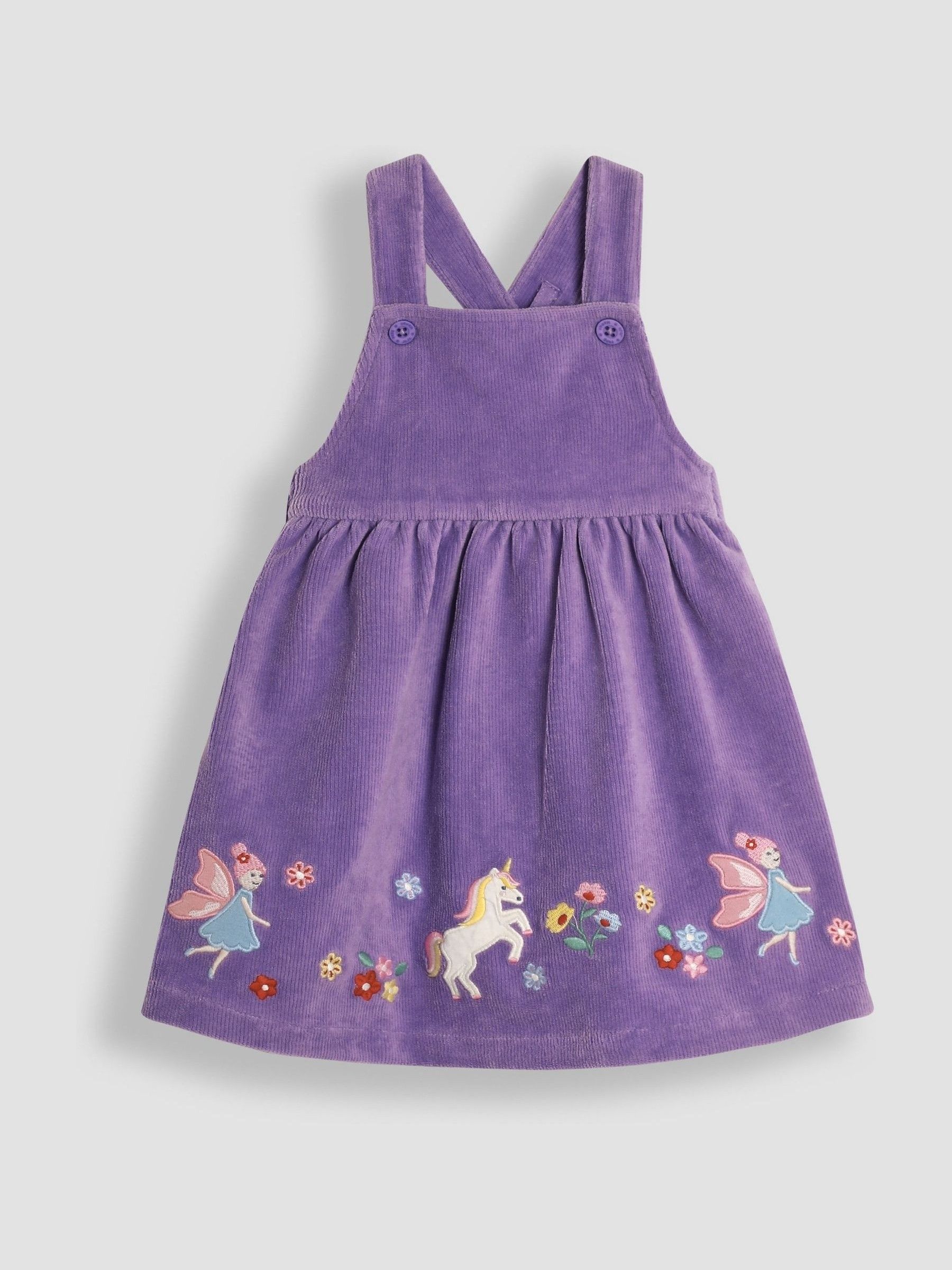 Lilac Purple Fairy Velour Appliqué Velour Pinafore Dress And Top Set - Image 3 of 7