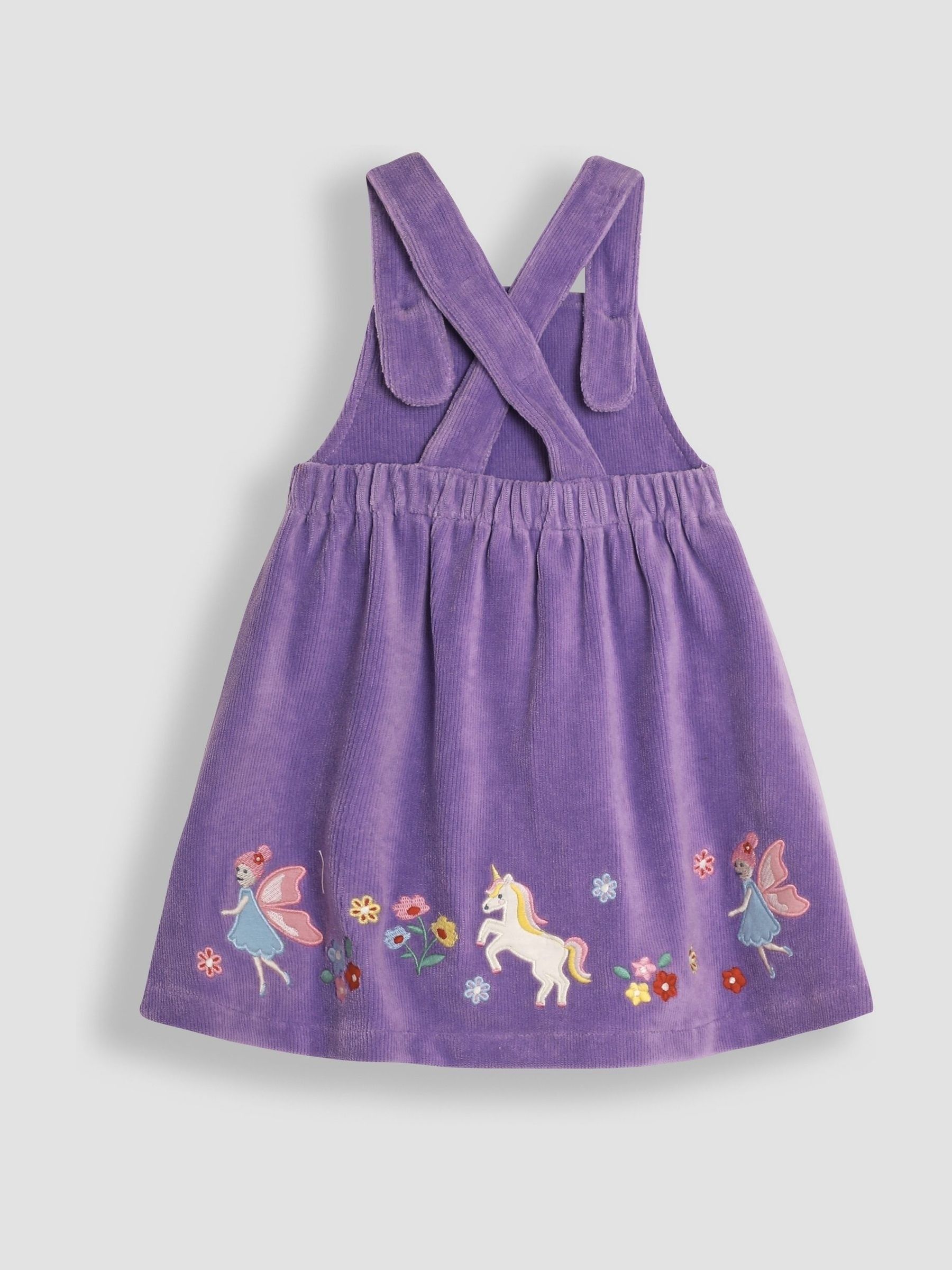 Lilac Purple Fairy Velour Appliqué Velour Pinafore Dress And Top Set - Image 4 of 7