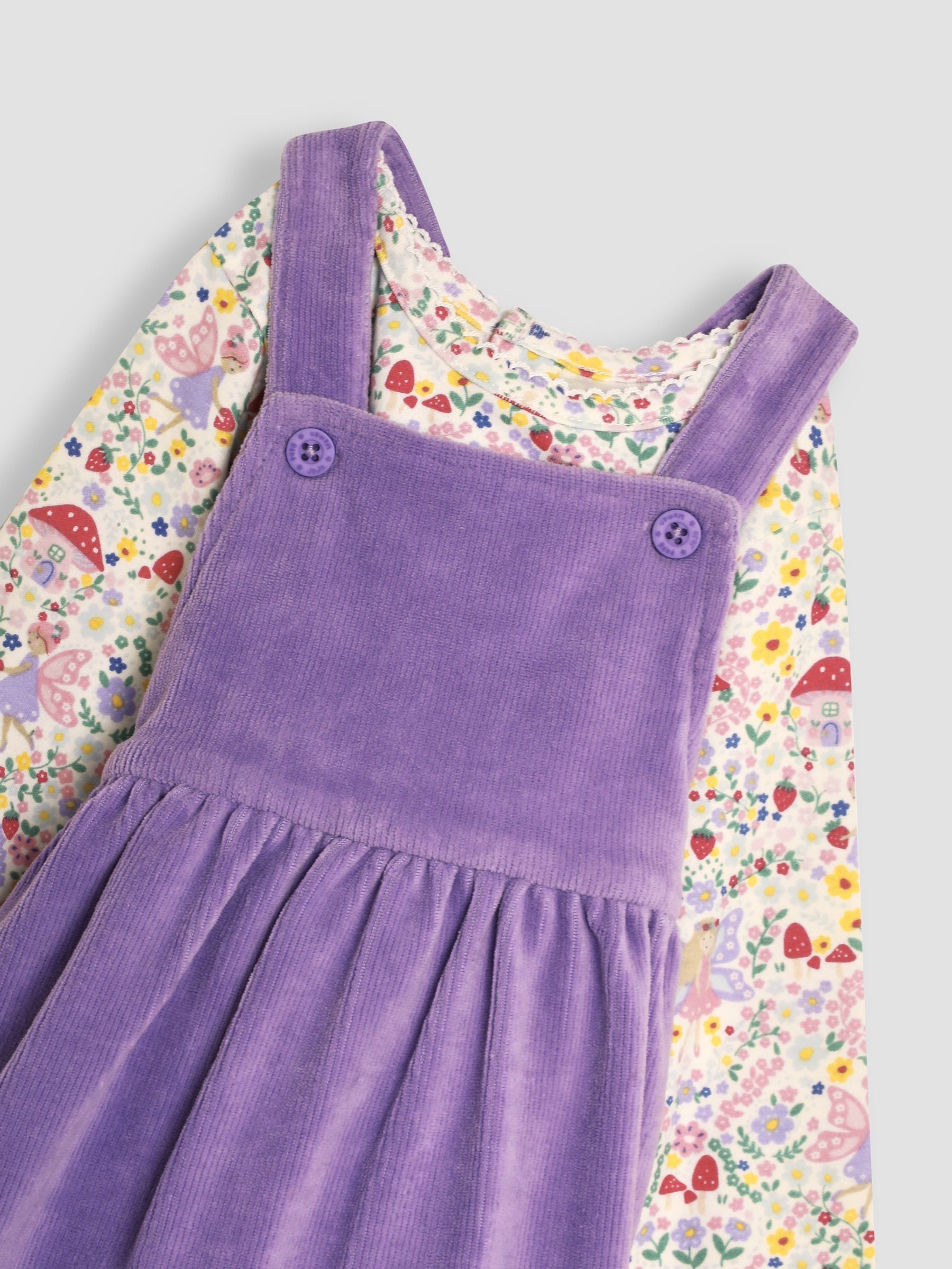 Lilac Purple Fairy Velour Appliqué Velour Pinafore Dress And Top
