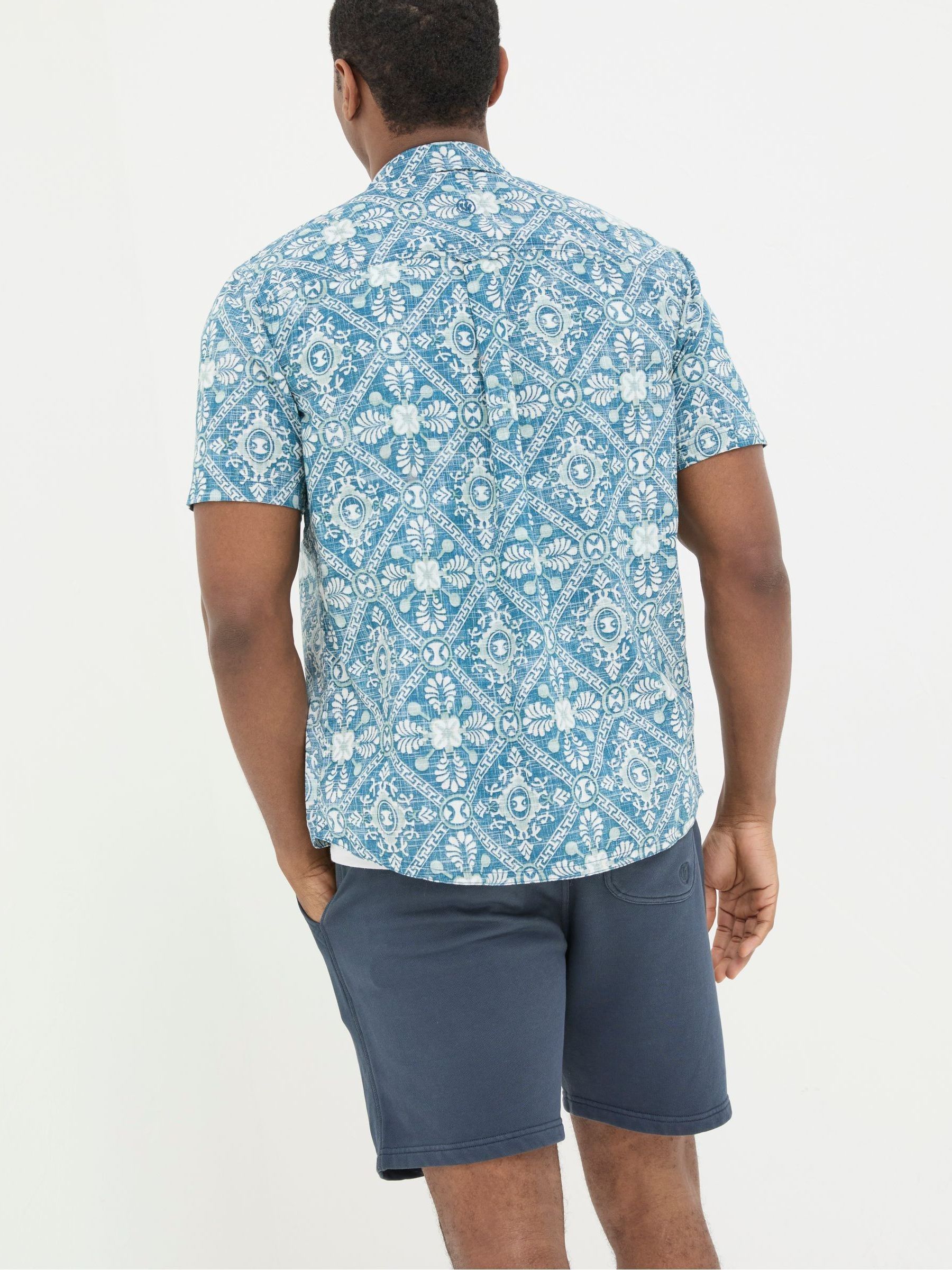 Blue Short Sleeve Large Tile Print Shirt - Image 2 of 5